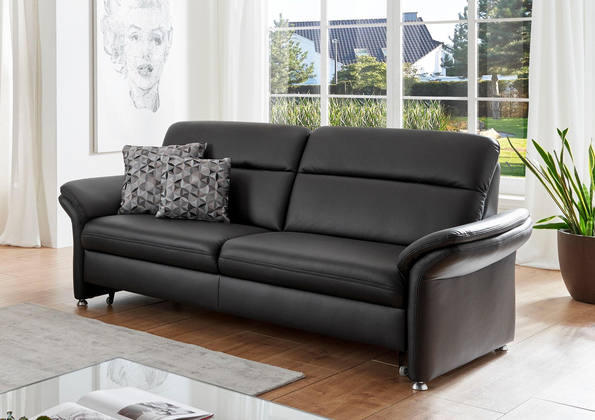 3-Sitzer Sofa DIE PLANBAR PN-EM16031 Schwarz Leder