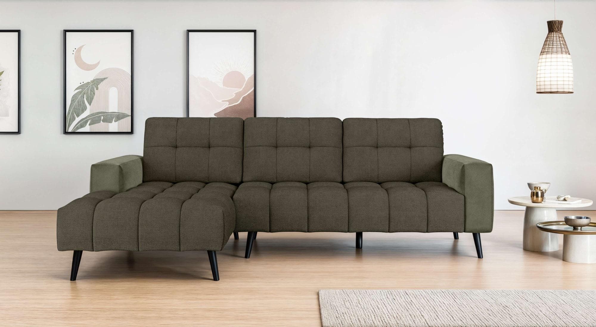 Ecksofa HOME AFFAIRE SERINE L-Form mit Recamiere, 100% Polyester, Wellenunterfederung