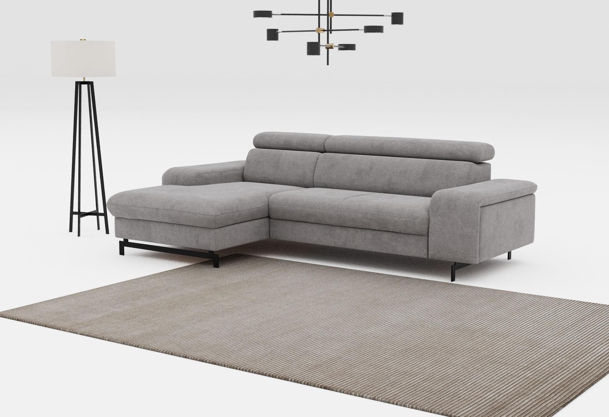 COTTA Ecksofa Emma L-Form Grau mit Bettfunktion