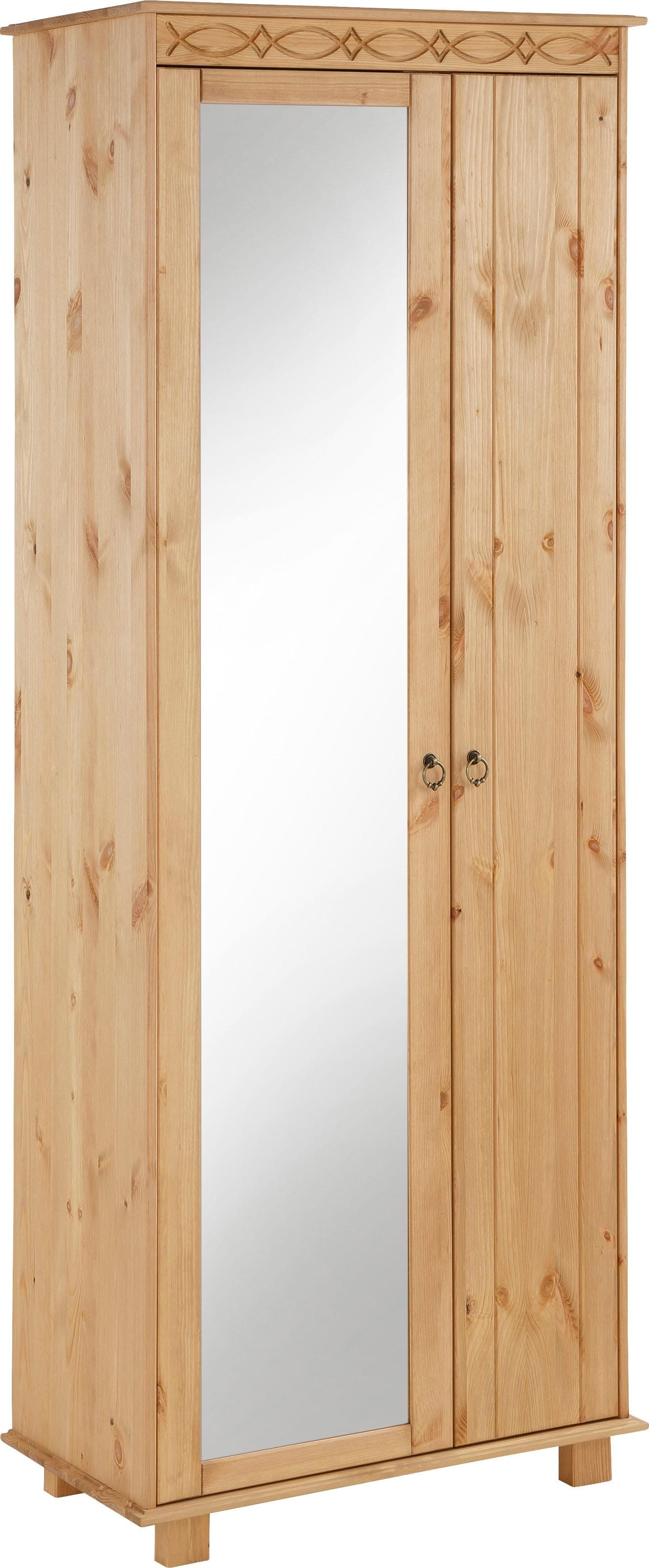 OTTO HOME Garderobenschrank Indra Beige Massivholz mit Spiegel