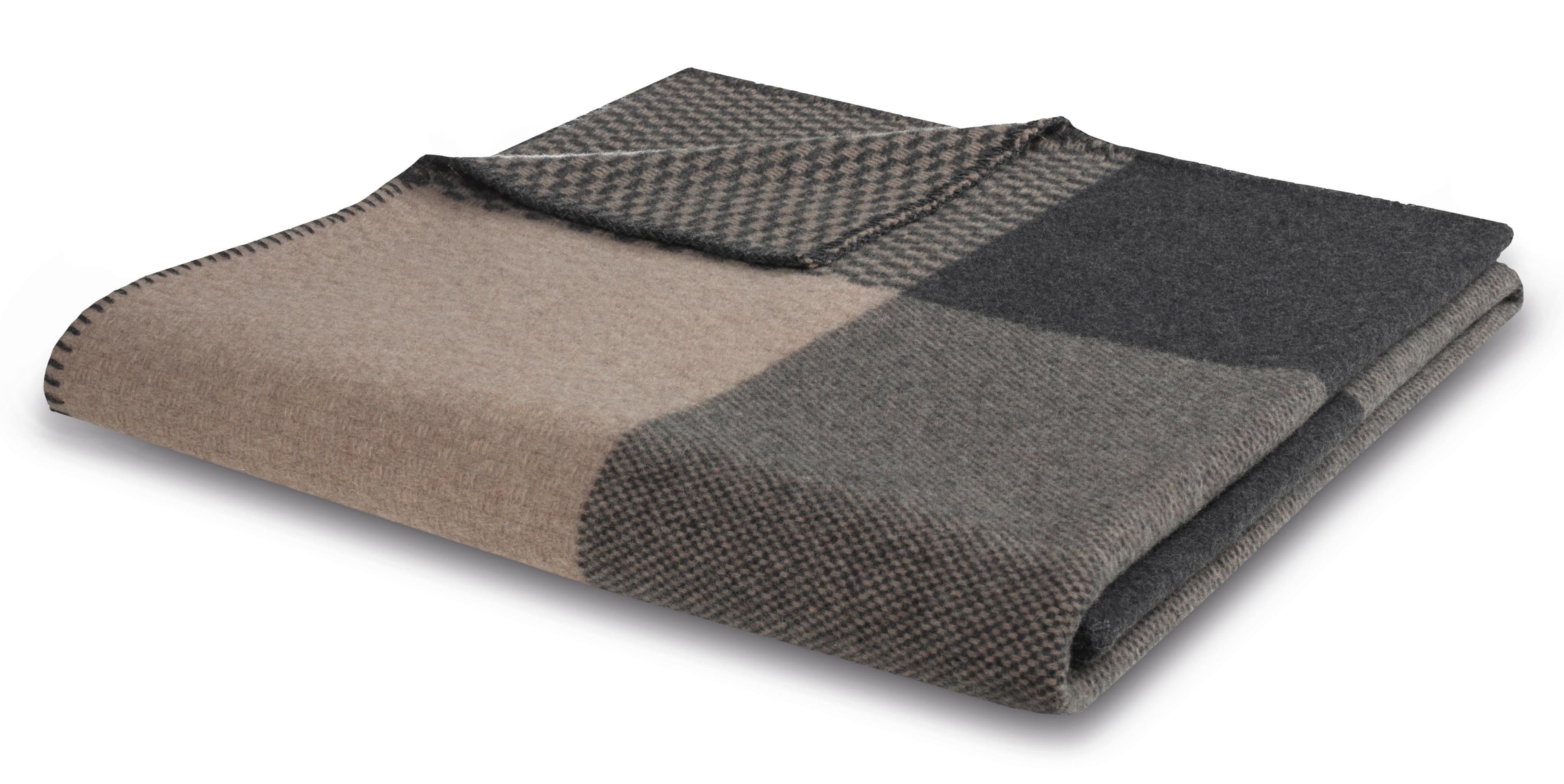 BIEDERLACK Wolldecke Merino frame mokka 100% Wolle