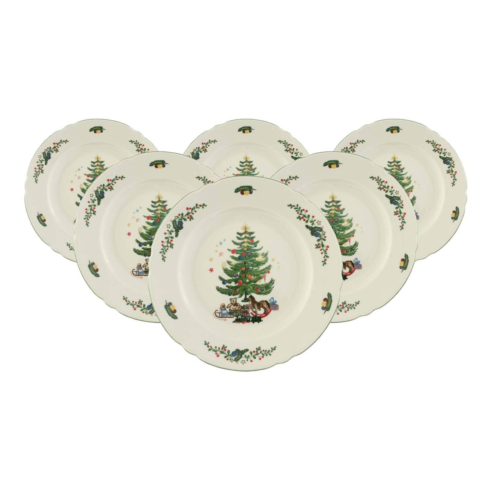 Seltmann Weiden Speiseteller Marieluise Weihnachten 6er Set Weiß-Grün
