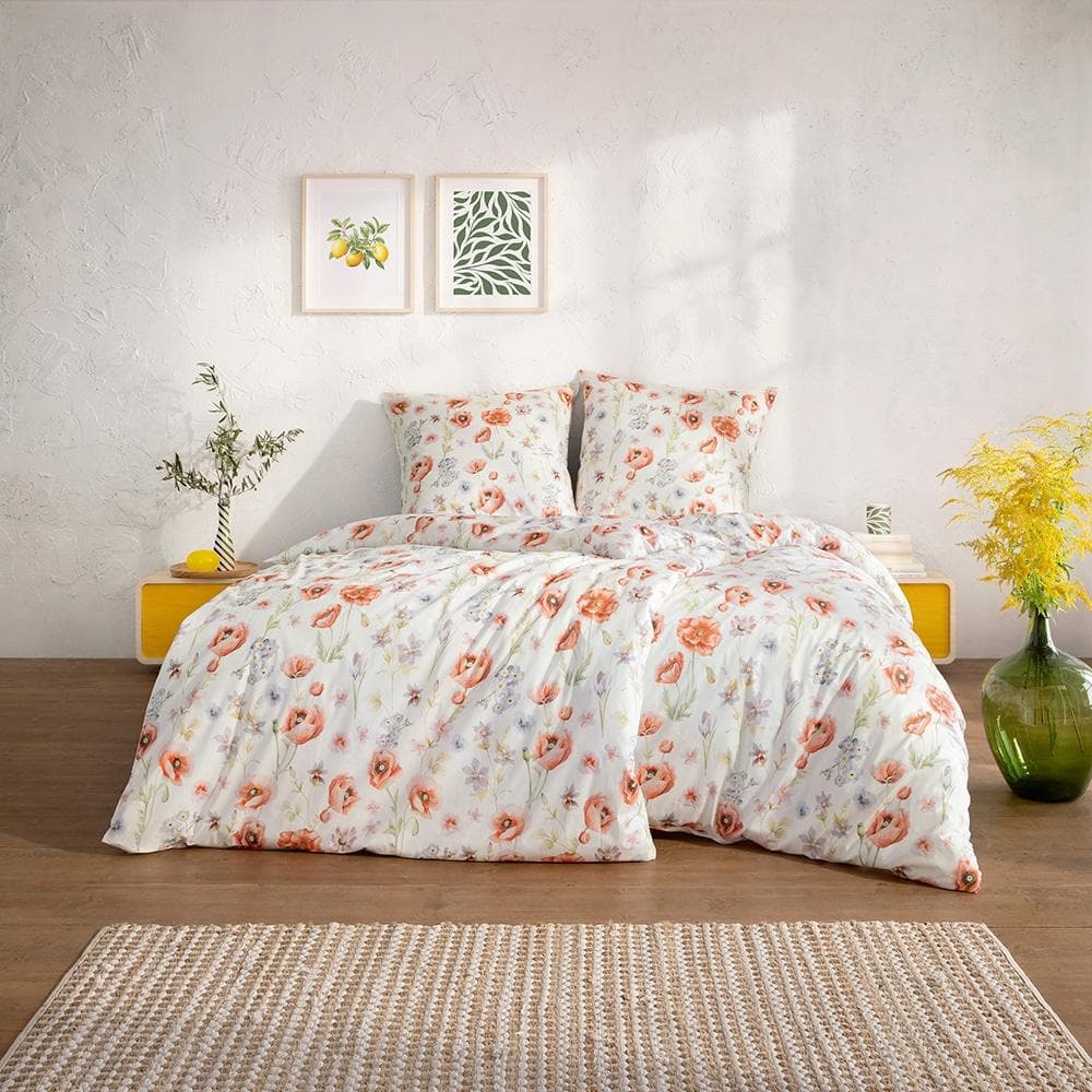 ESTELLA Elysia Bettwäsche Set Mohnrot Floral 135x200cm