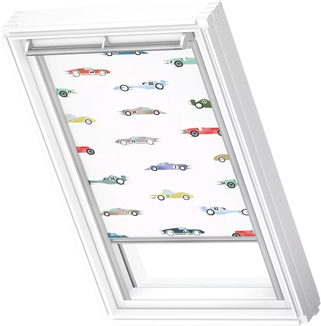 Verdunklungsrollo VELUX DKL 4654S Kids Rennautos Alufarben CK02