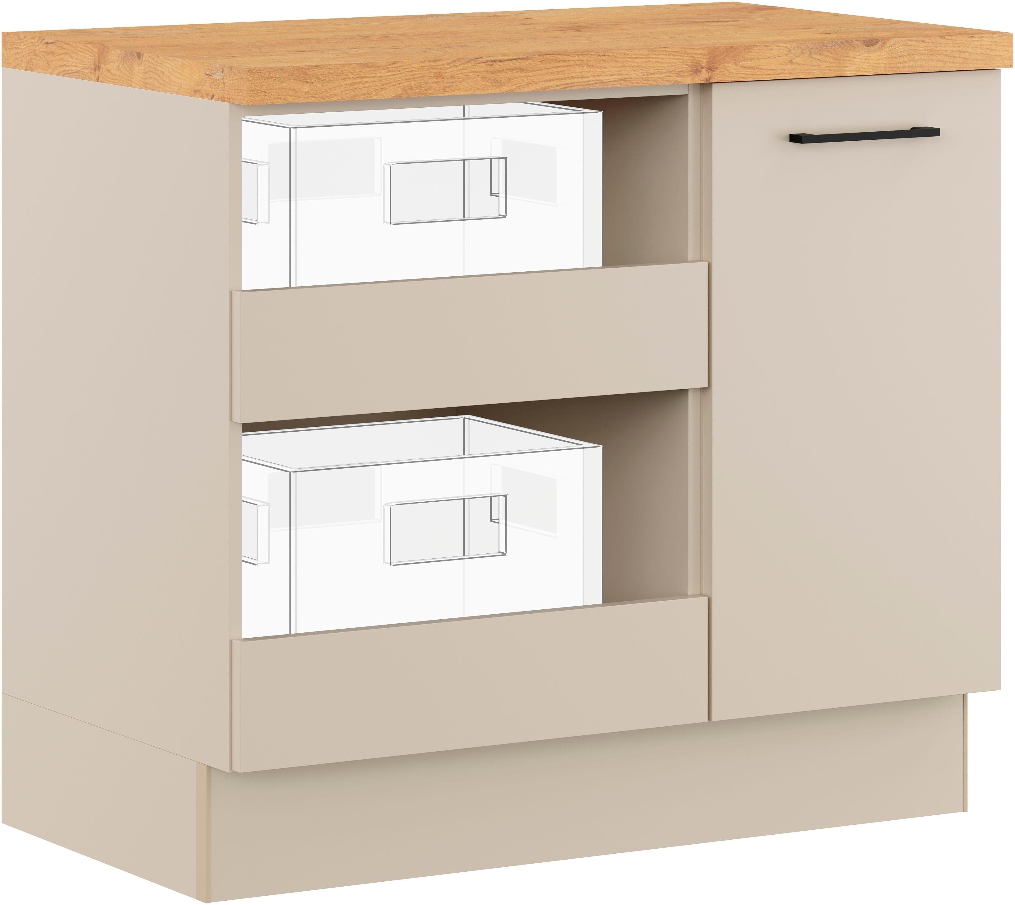 IMPULS KÜCHEN Mehrzweckschrank-Set Warschau Kieselgrau Vintage Eiche