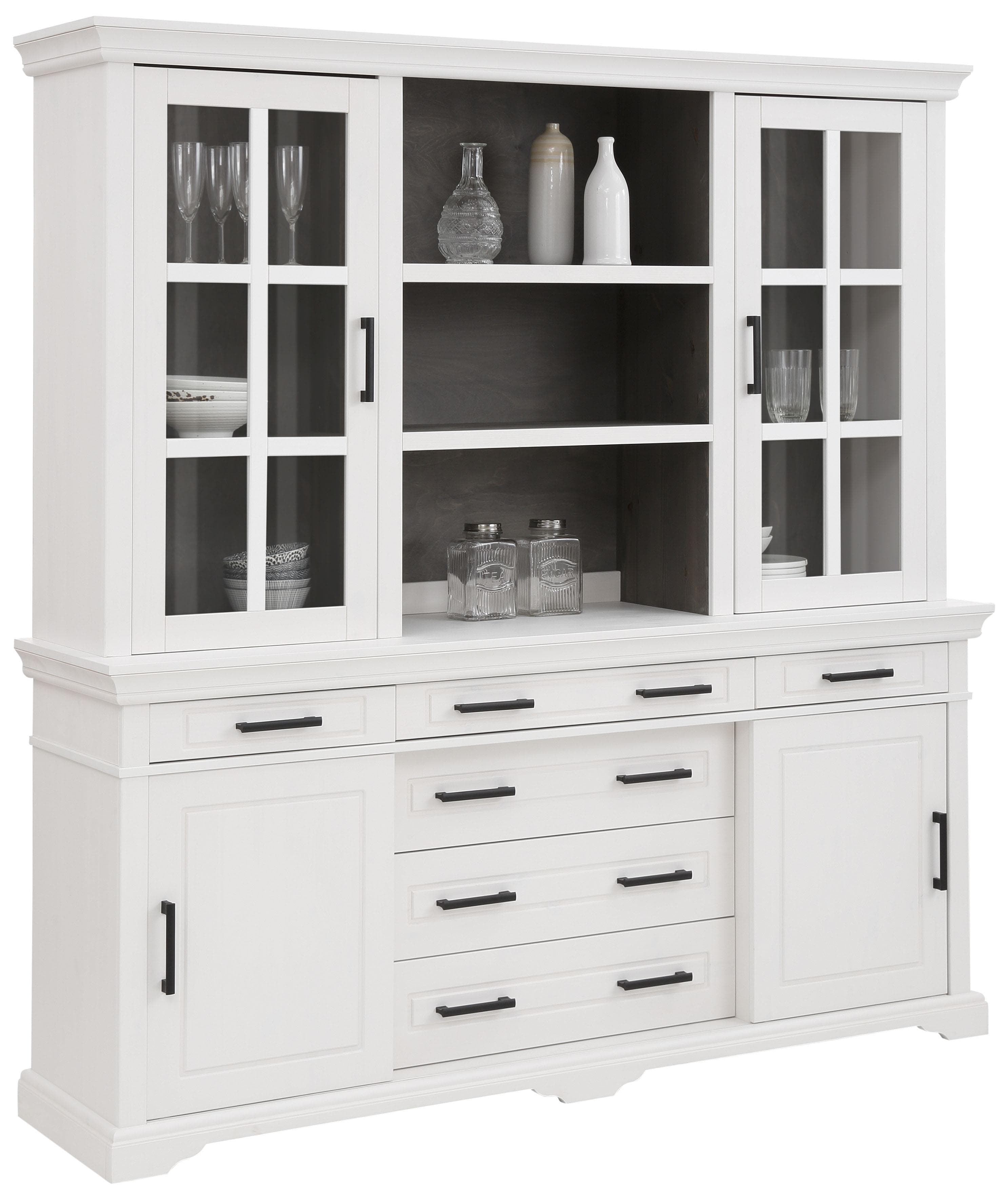 OTTO HOME Buffet Anabel Weiß Massivholz Glastüren Metallgriffe