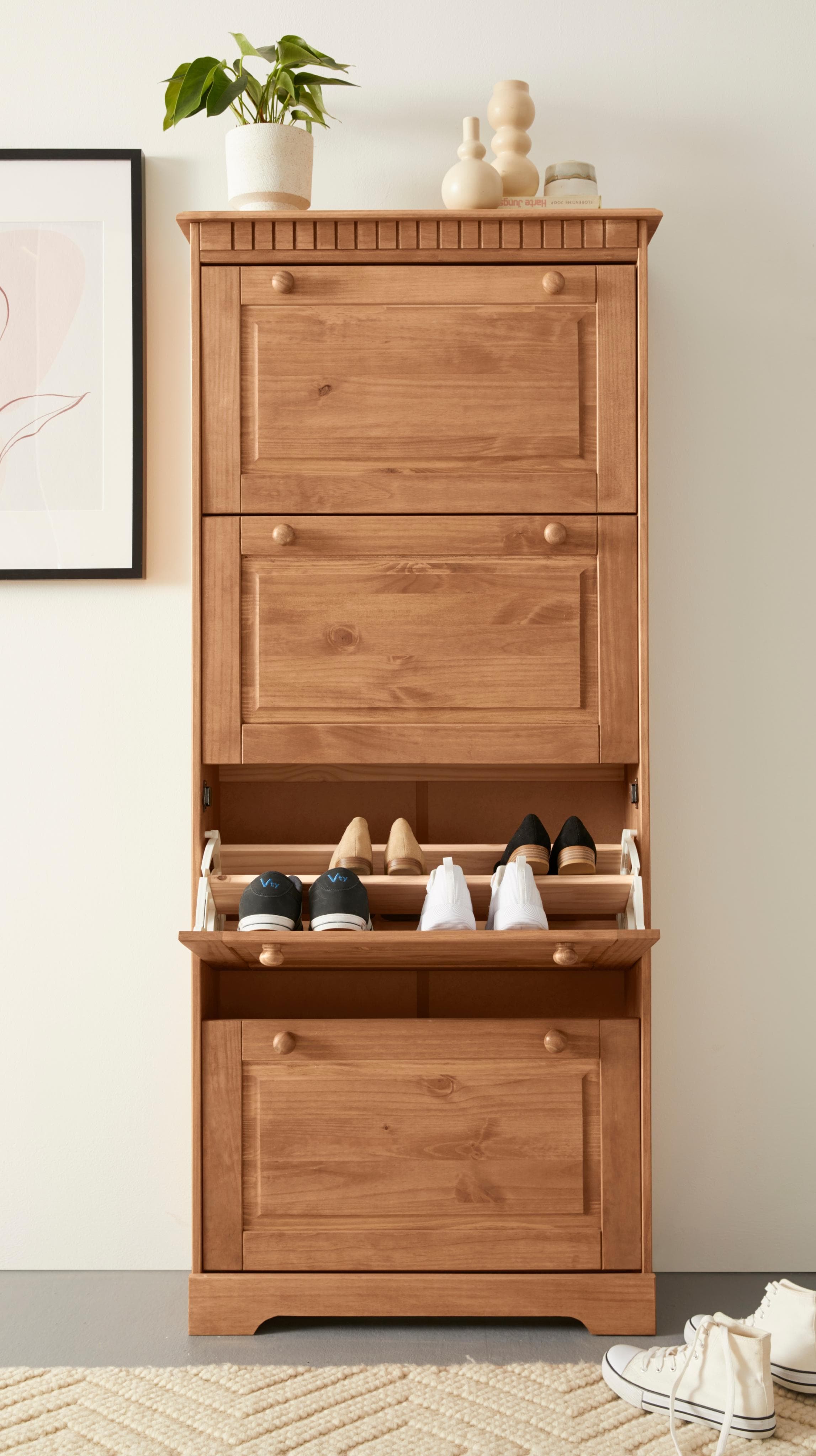 OTTO HOME Schuhschrank Lisa Beige 4 Klappen FSC Holz