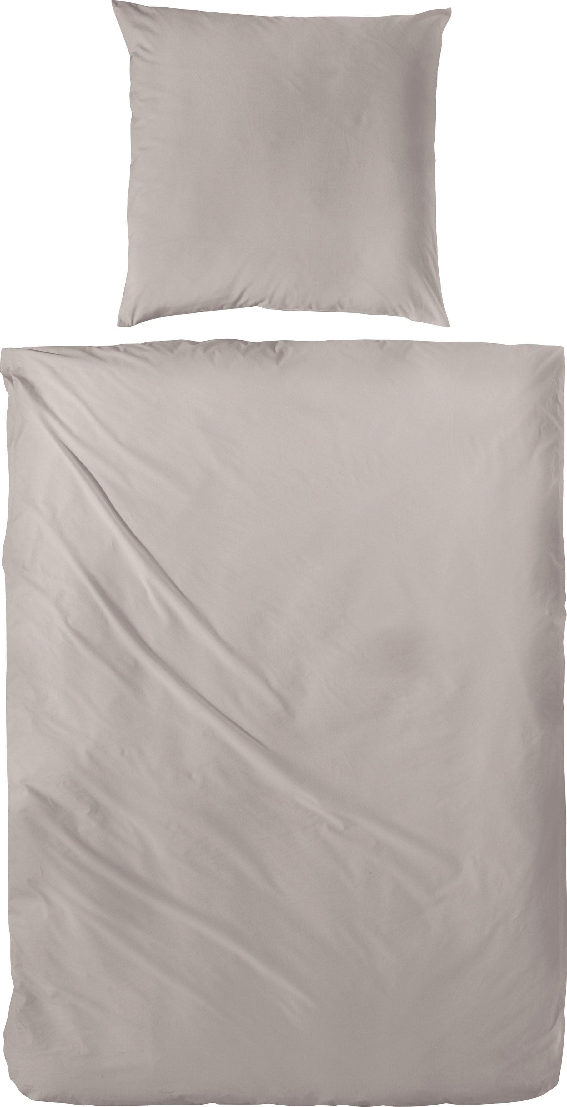 PRIMERA Bettwäsche Set Uni Baumwolle Beige Natur 155x220cm