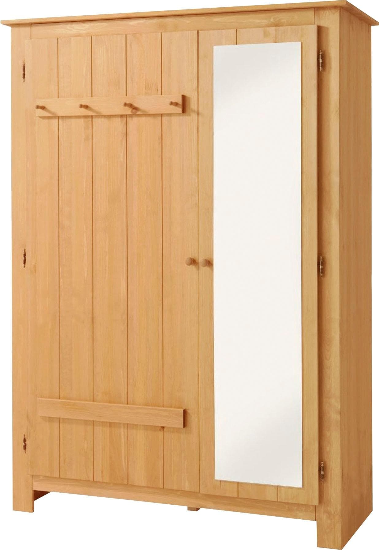 OTTO HOME Bertram Garderobenschrank Massivholz Beige mit Spiegeltür