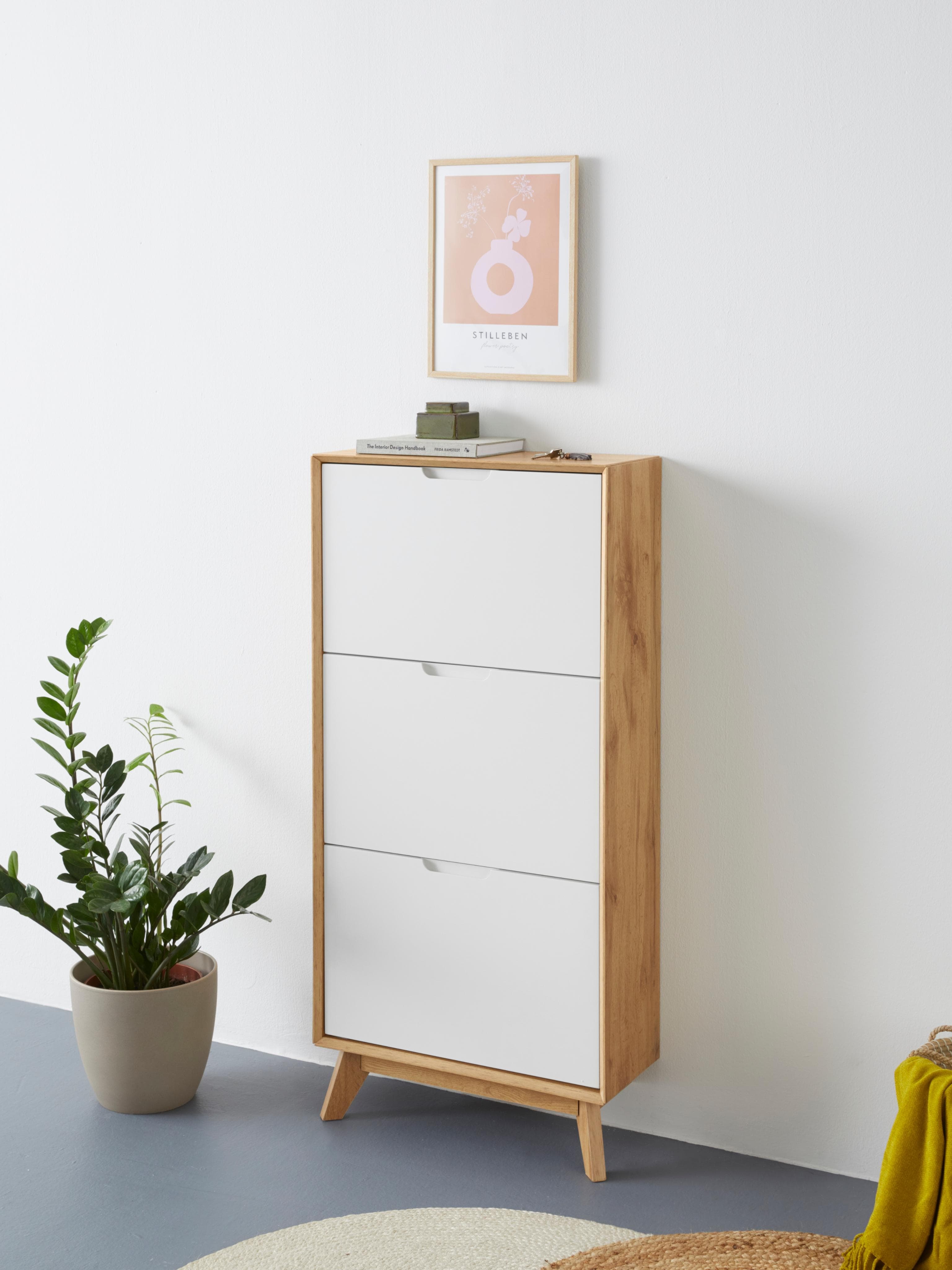 OTTO HOME Schuhschrank Pandrup Weiß Wotan Eiche 3 Klappen