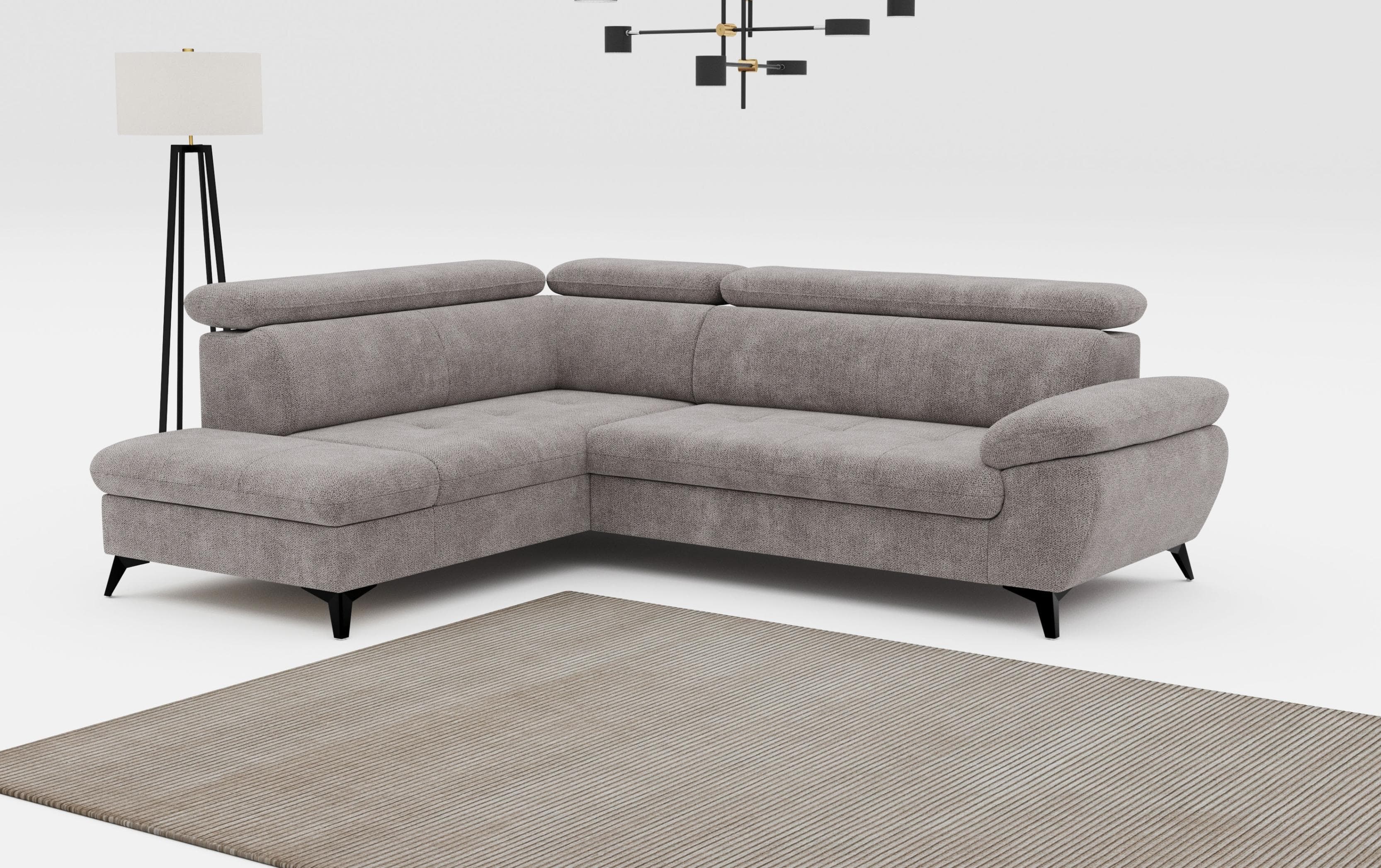 COTTA Ecksofa Hudson L-Form Taupe mit Bettfunktion