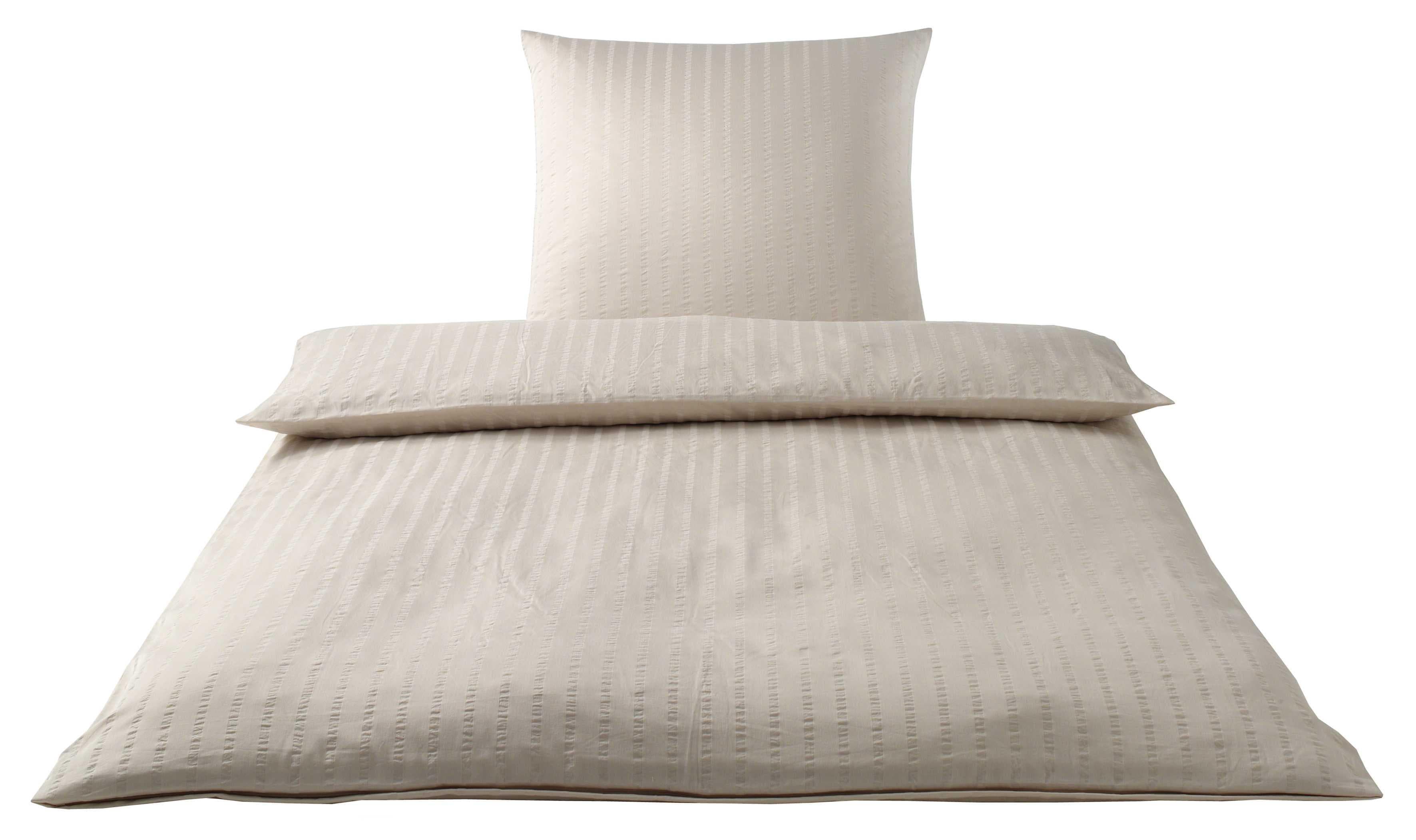 Elegante Bettwäsche Chelsea Beige Seersucker 100% Baumwolle