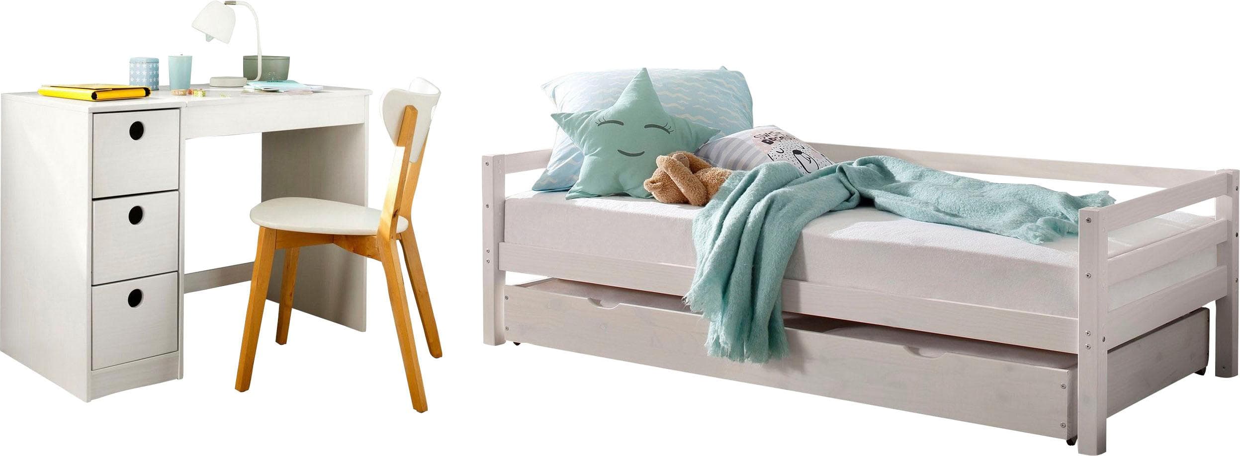 OTTO HOME Jugendzimmer-Set Alpi Weiß mit Bett und Schreibtisch