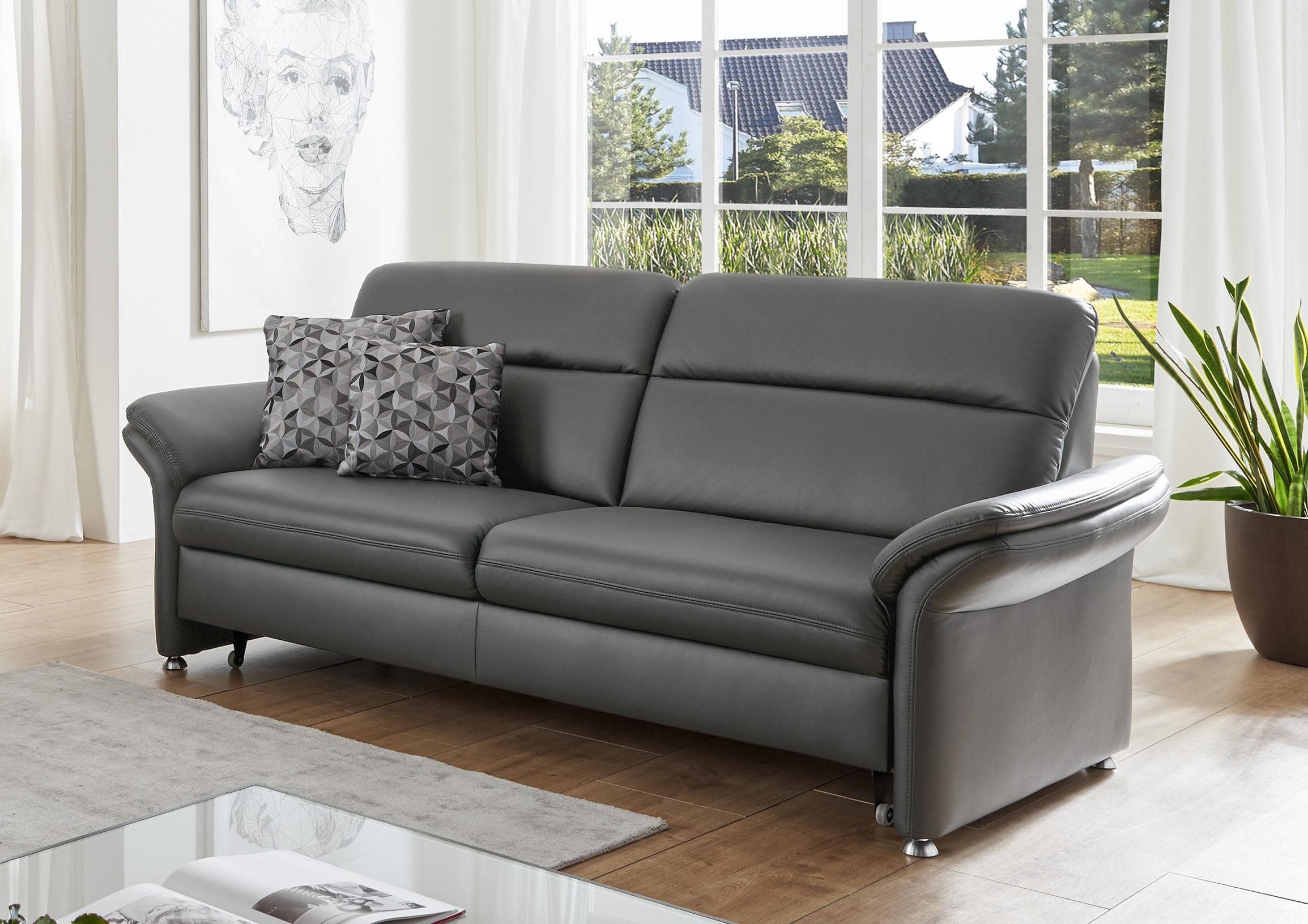3-Sitzer Sofa DIE PLANBAR PN-EM16031 Grau mit Relaxauszug