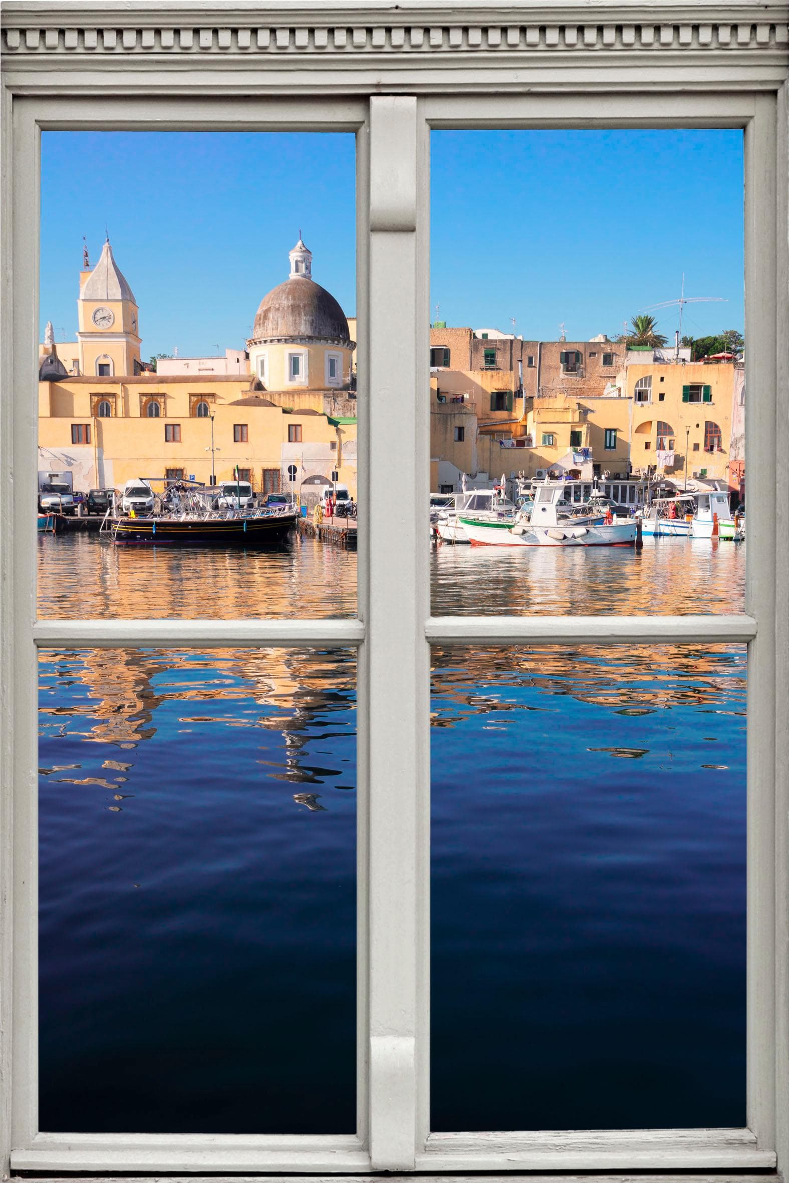 Wandsticker QUEENCE Hafen Blau 3D Fenster