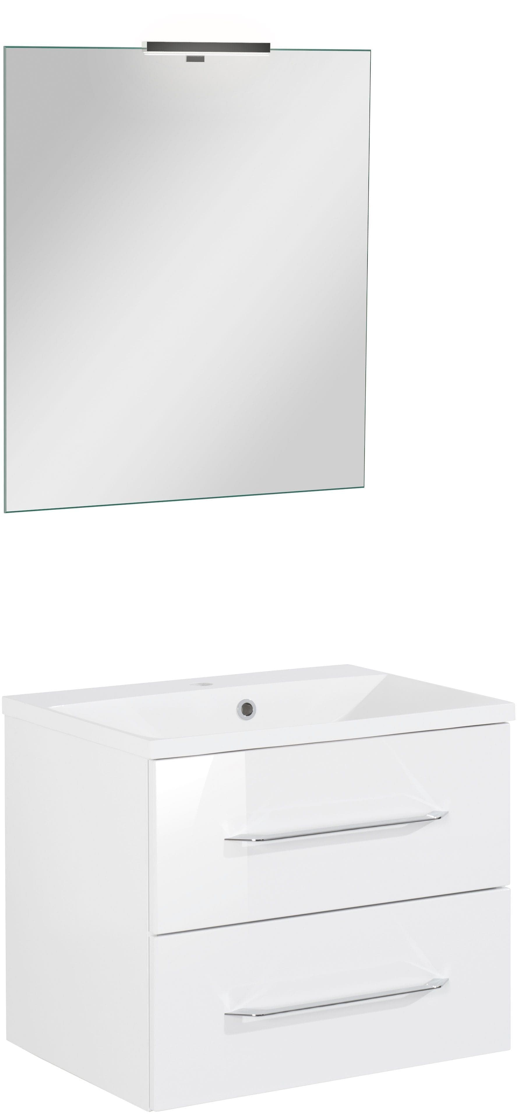 Fackelmann Waschplatz-Set B-Clever Weiß Hochglanz Waschtisch