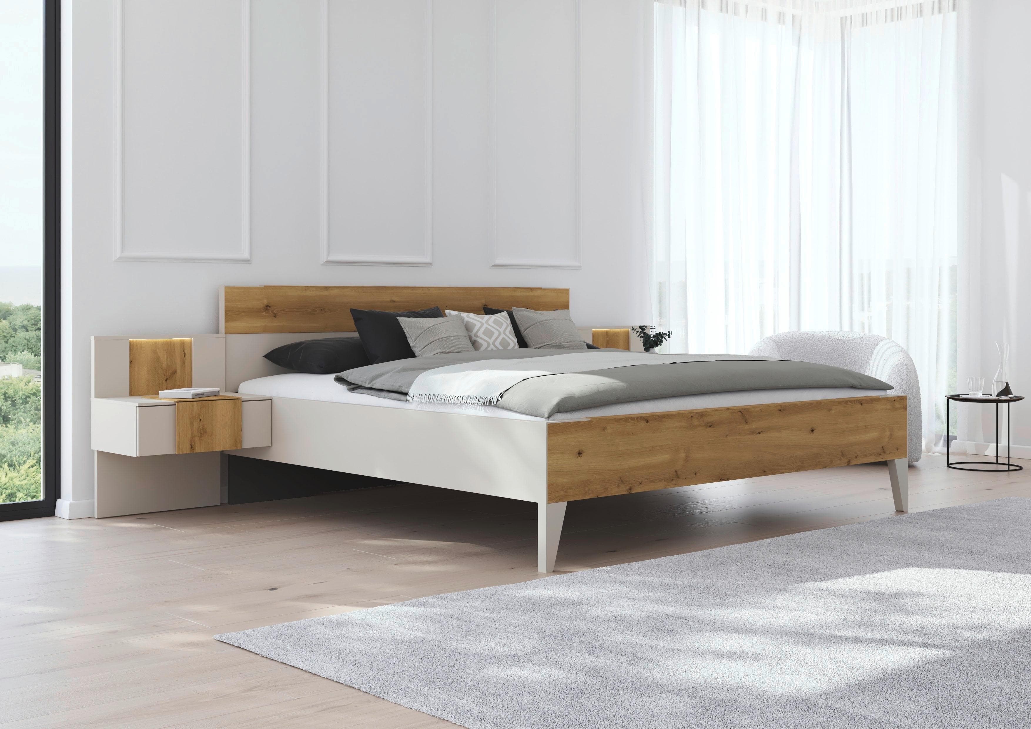 Rauch Bettanlage Kona Doppelbett Beige Asteiche massiv