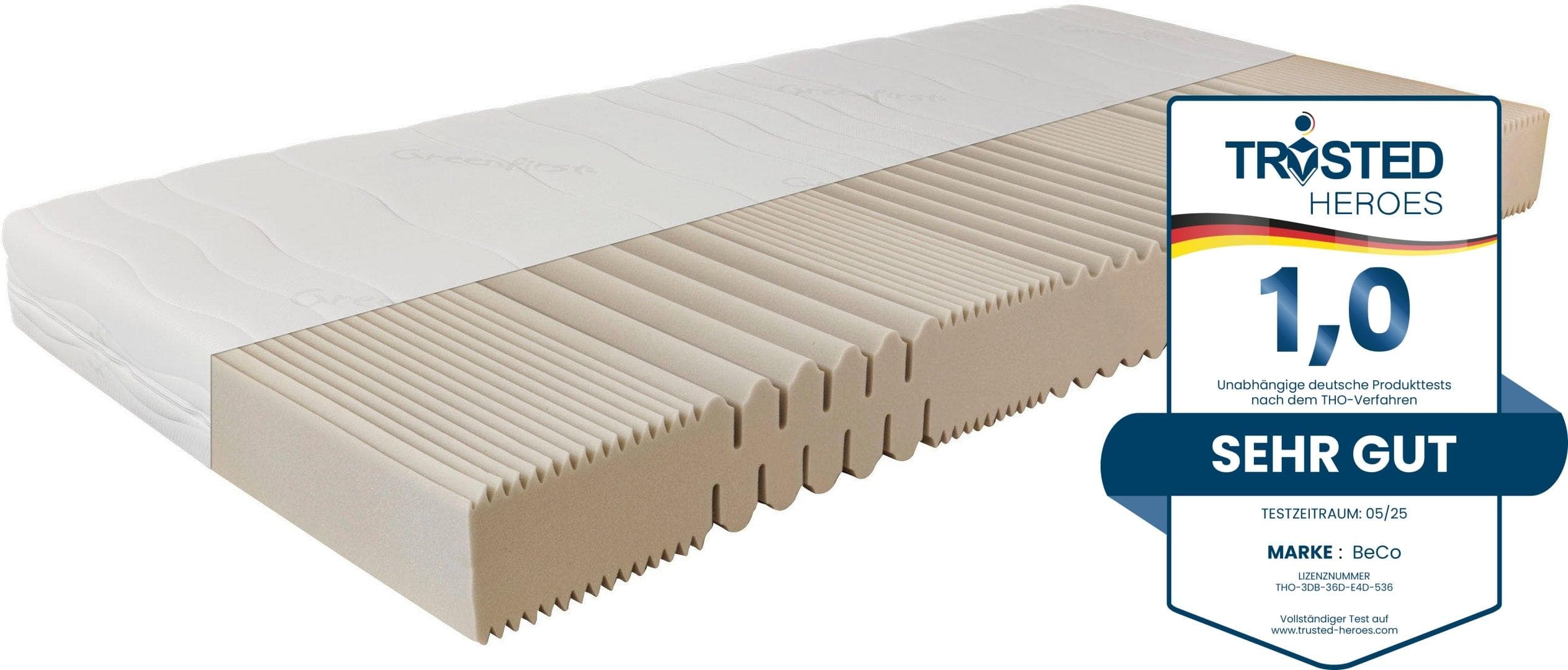 Beco Active Greenfirst: Punktelastische Komfortschaummatratze mit Milbenresistentem Bezug