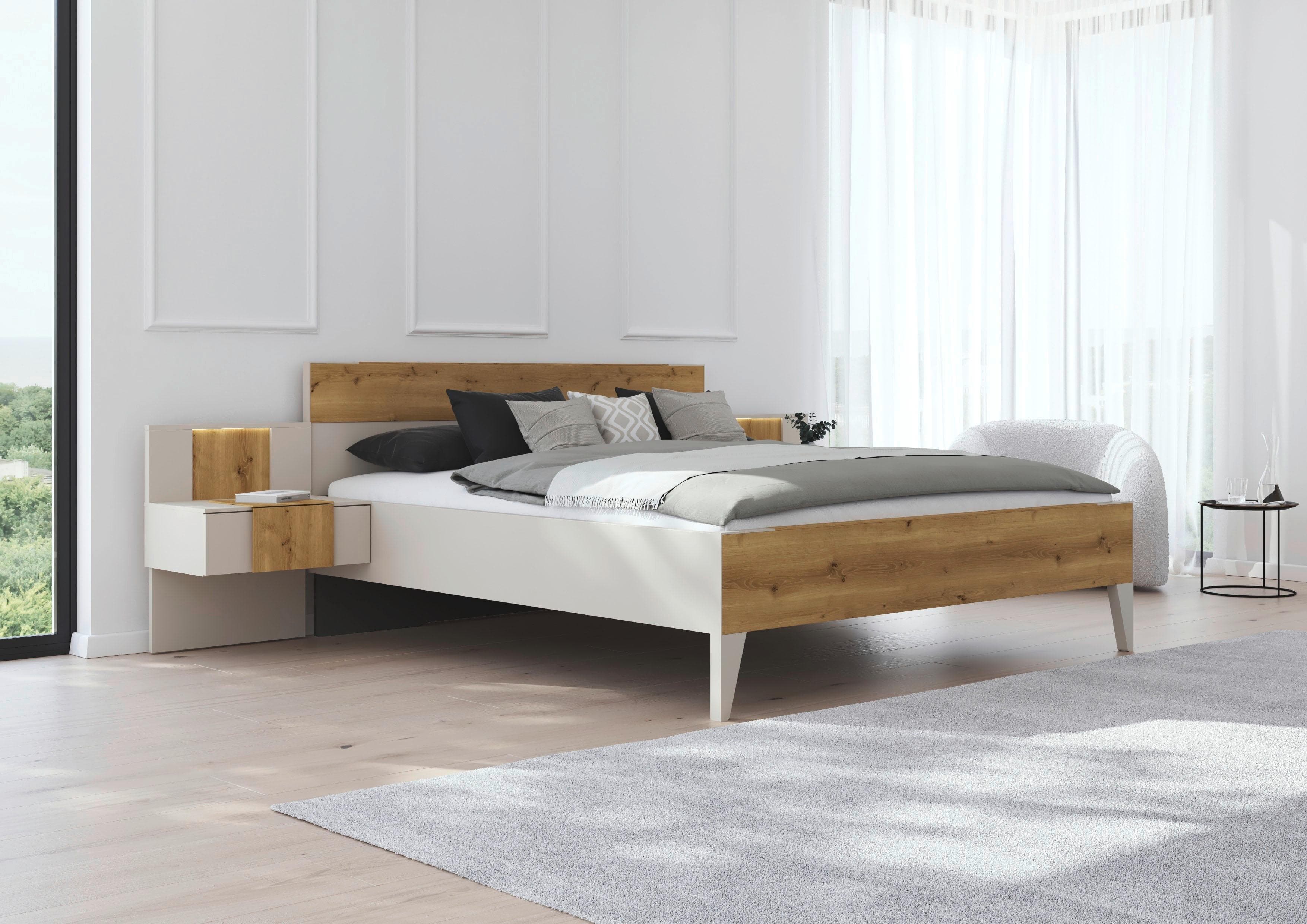 Rauch Bettanlage Kona Doppelbett Beige Asteiche massiv