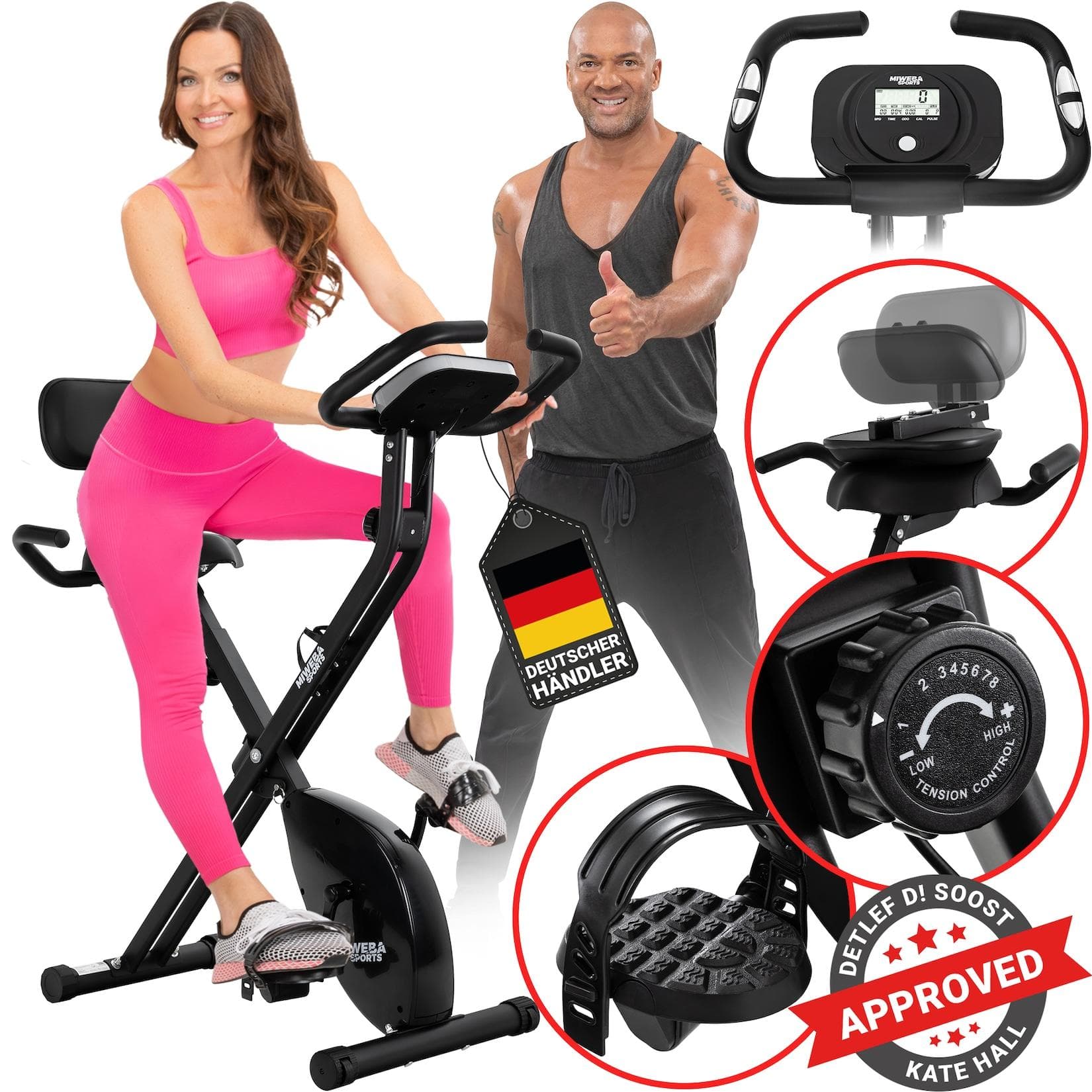 Miweba Sports Indoor-Cycle MX100 PRO mit Rückenlehne Schwarz/Grau