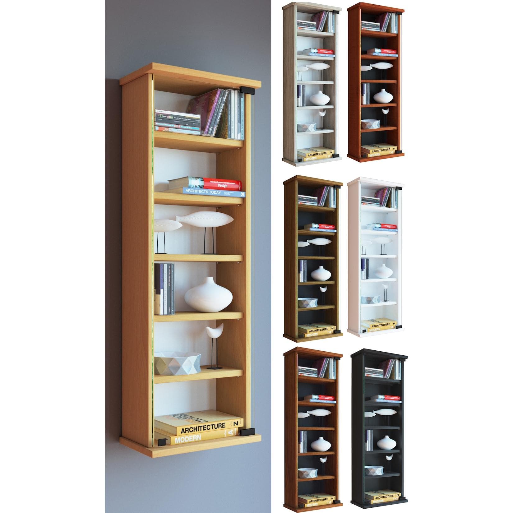 VCM Loposa Wandregal mit Glastür für CDs und DVDs