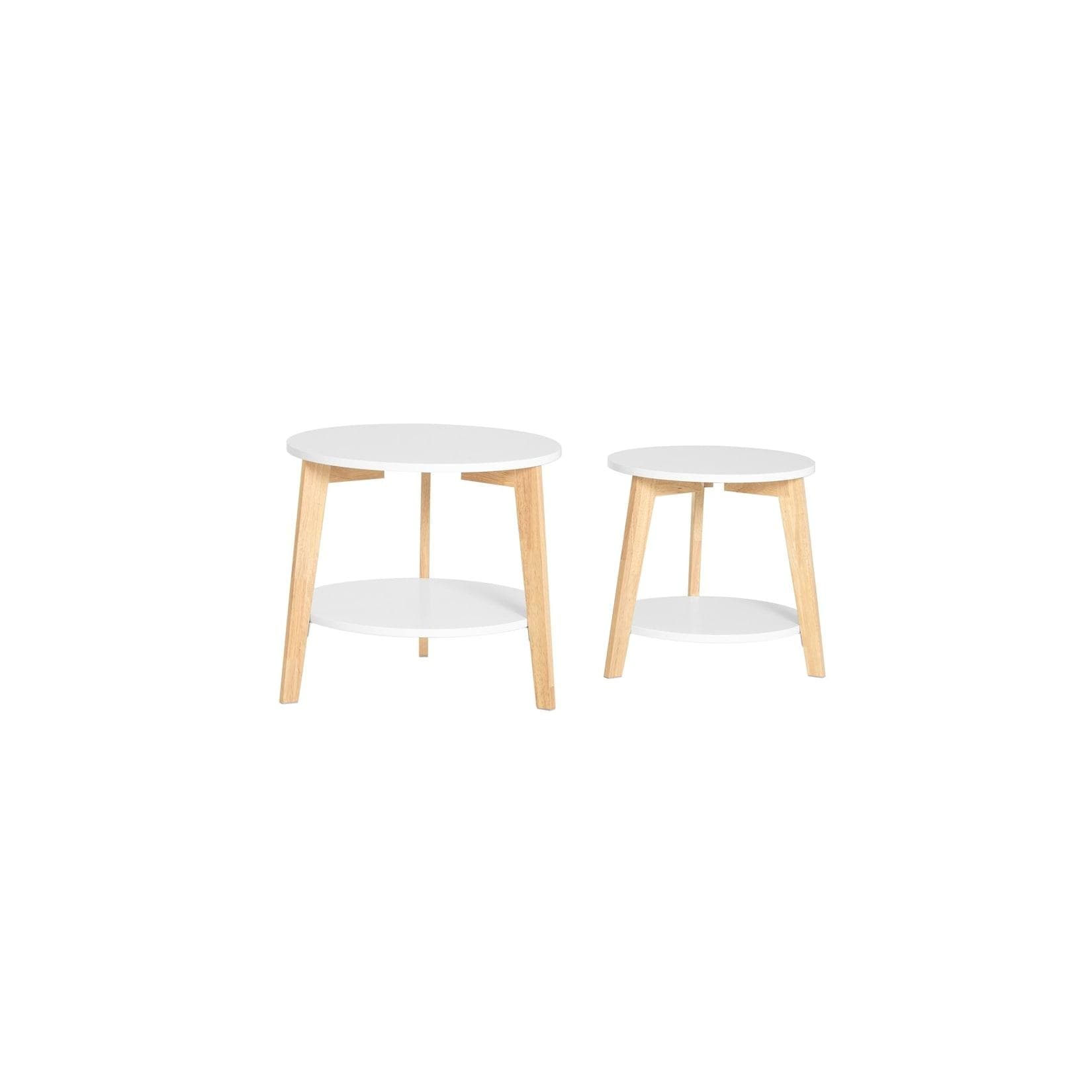 SoBuy Satztisch FBT75 Weiß-Natur 2er Set Modern