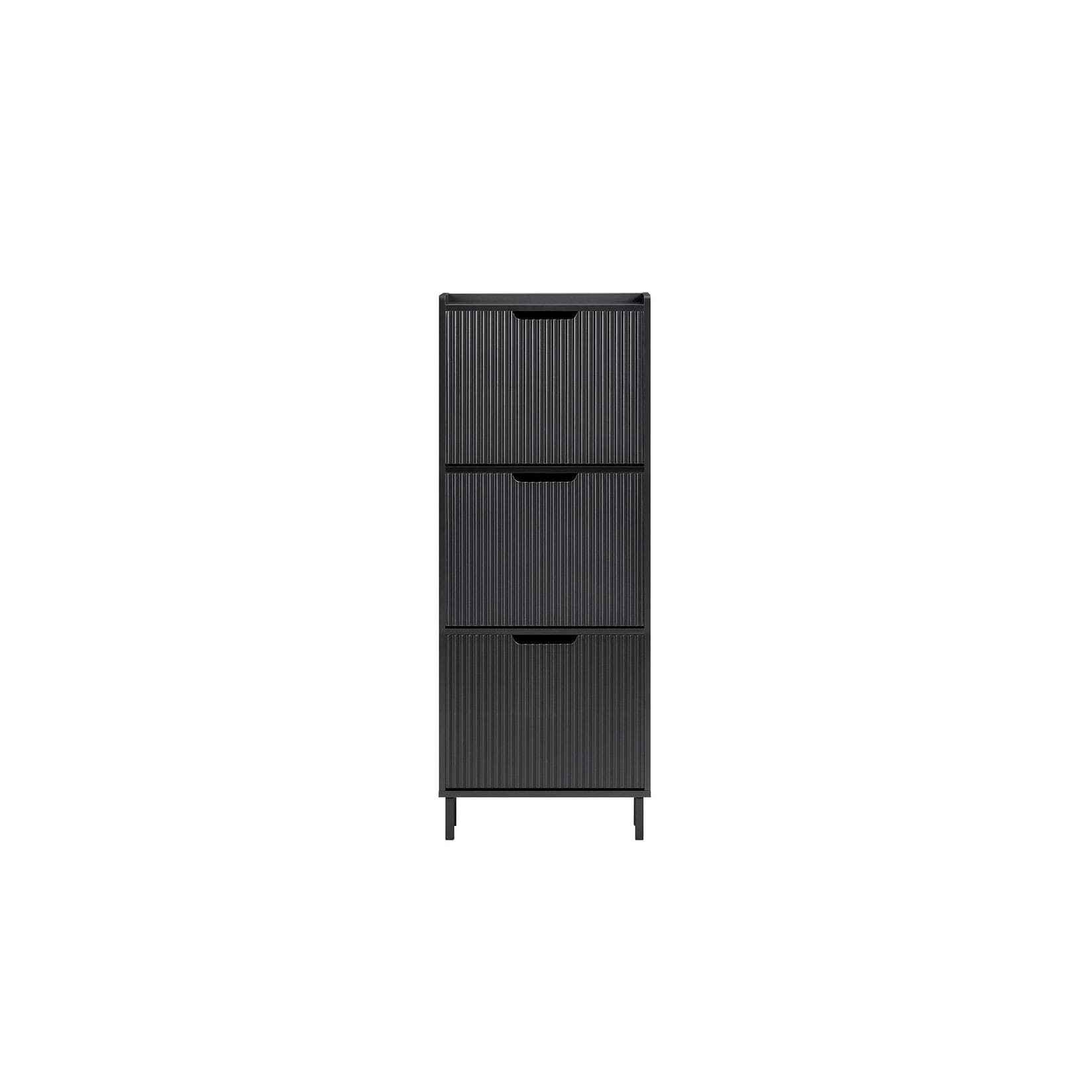 SoBuy Schuhschrank mit 3 Türen Schwarz Modern