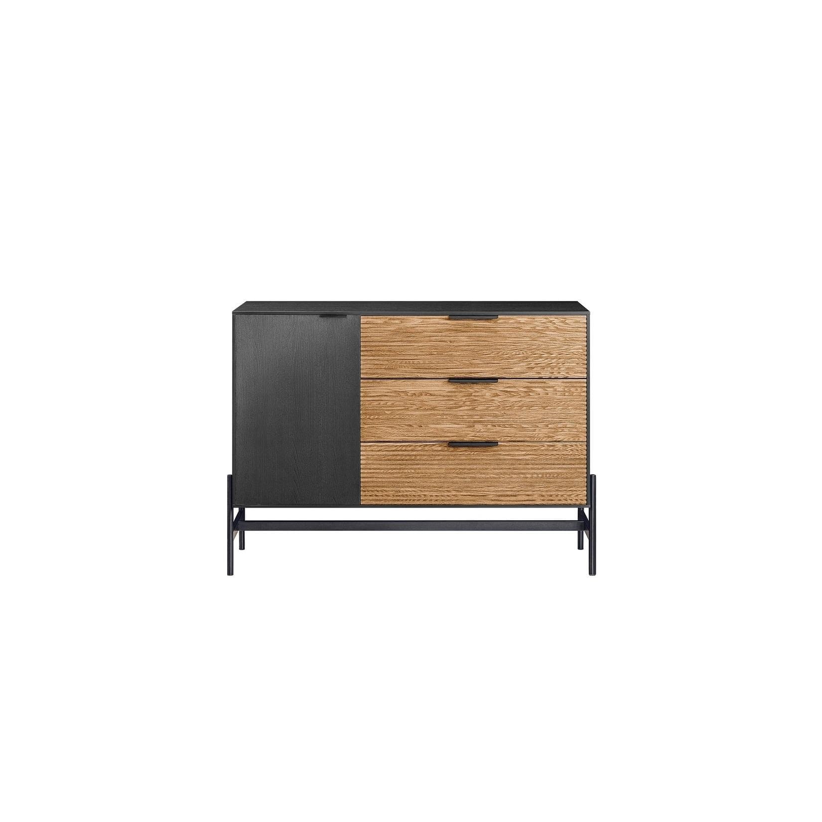 SoBuy Sideboard mit 3 Schubladen Schwarz Vintage