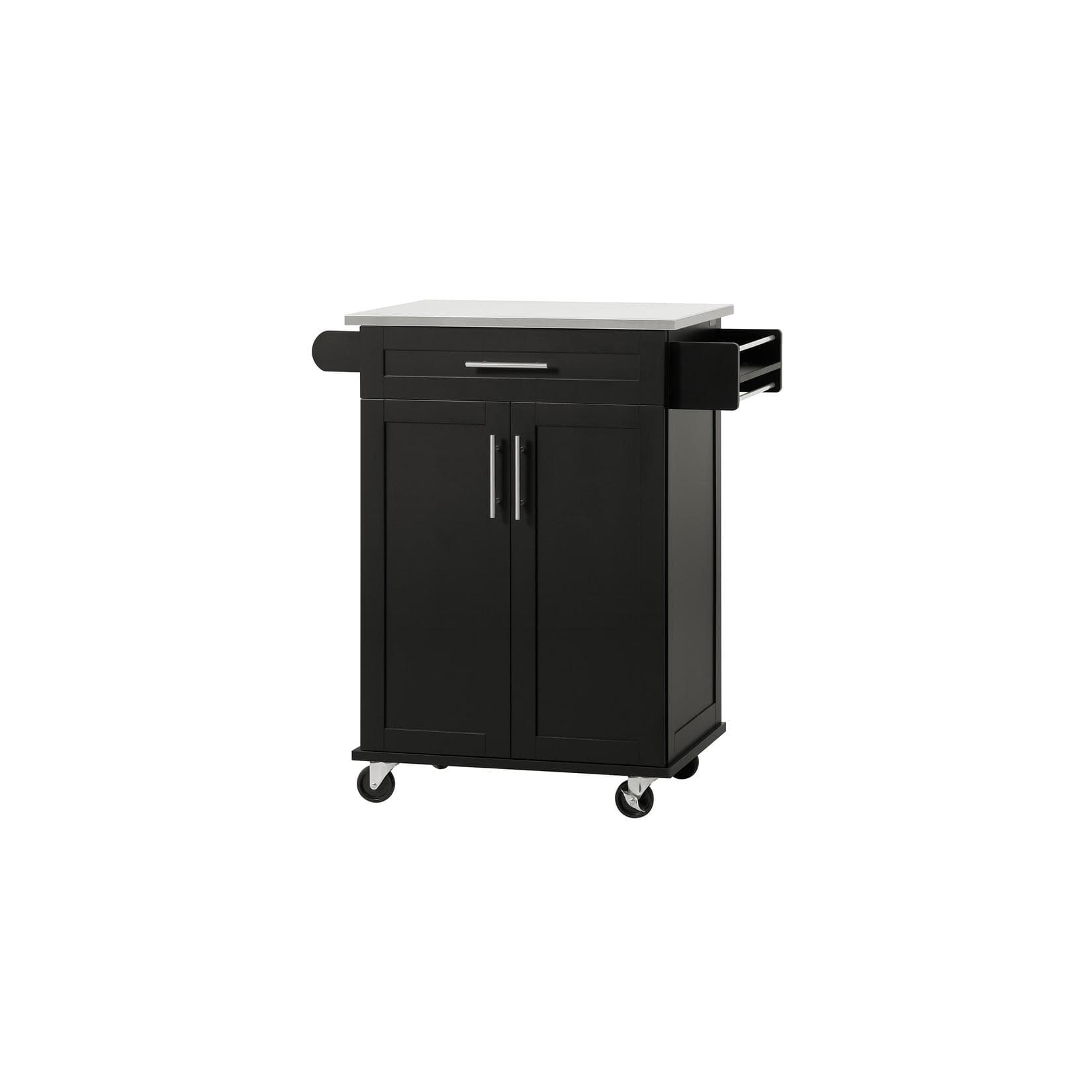 SoBuy Küchenwagen FKW110 Schwarz mit Schublade und Türen