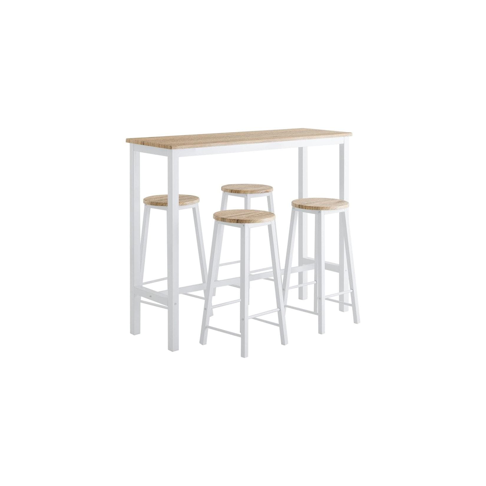 SoBuy Bartisch OGT22 5-teilig Weiß-Schwarz Industrie-Design