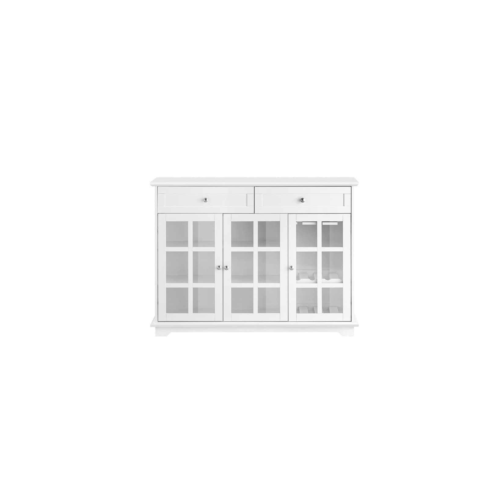 SoBuy Sideboard FSB77 Weiß mit Glastür und Schubladen