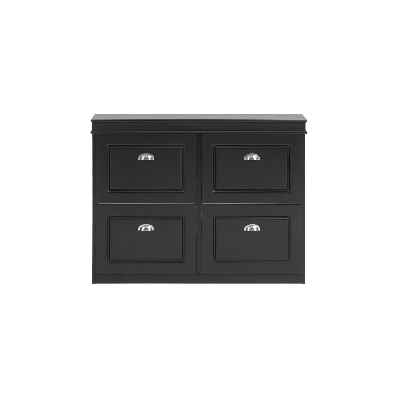 SoBuy Schuhschrank mit 4 Türen Schwarz Modern