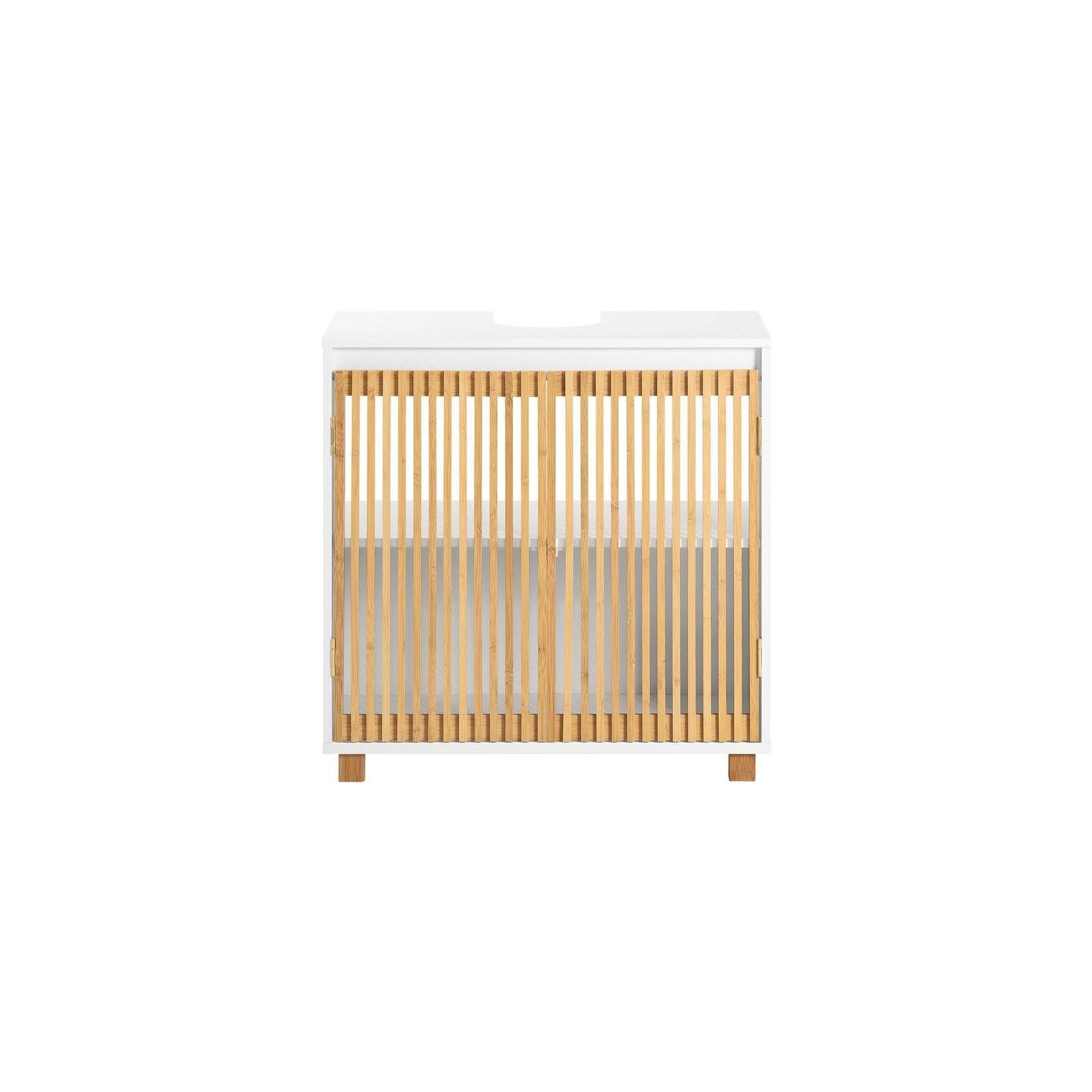 SoBuy Waschbeckenunterschrank BZR125 Badezimmerschrank Weiß-Natur