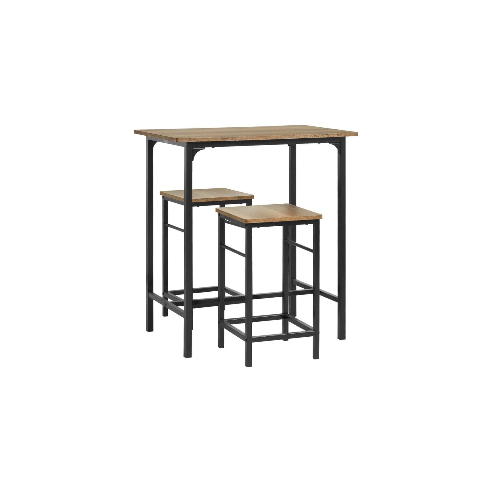 SoBuy Bartisch-Set mit 2 Hockern 3-teilig Dunkelbraun Industriell