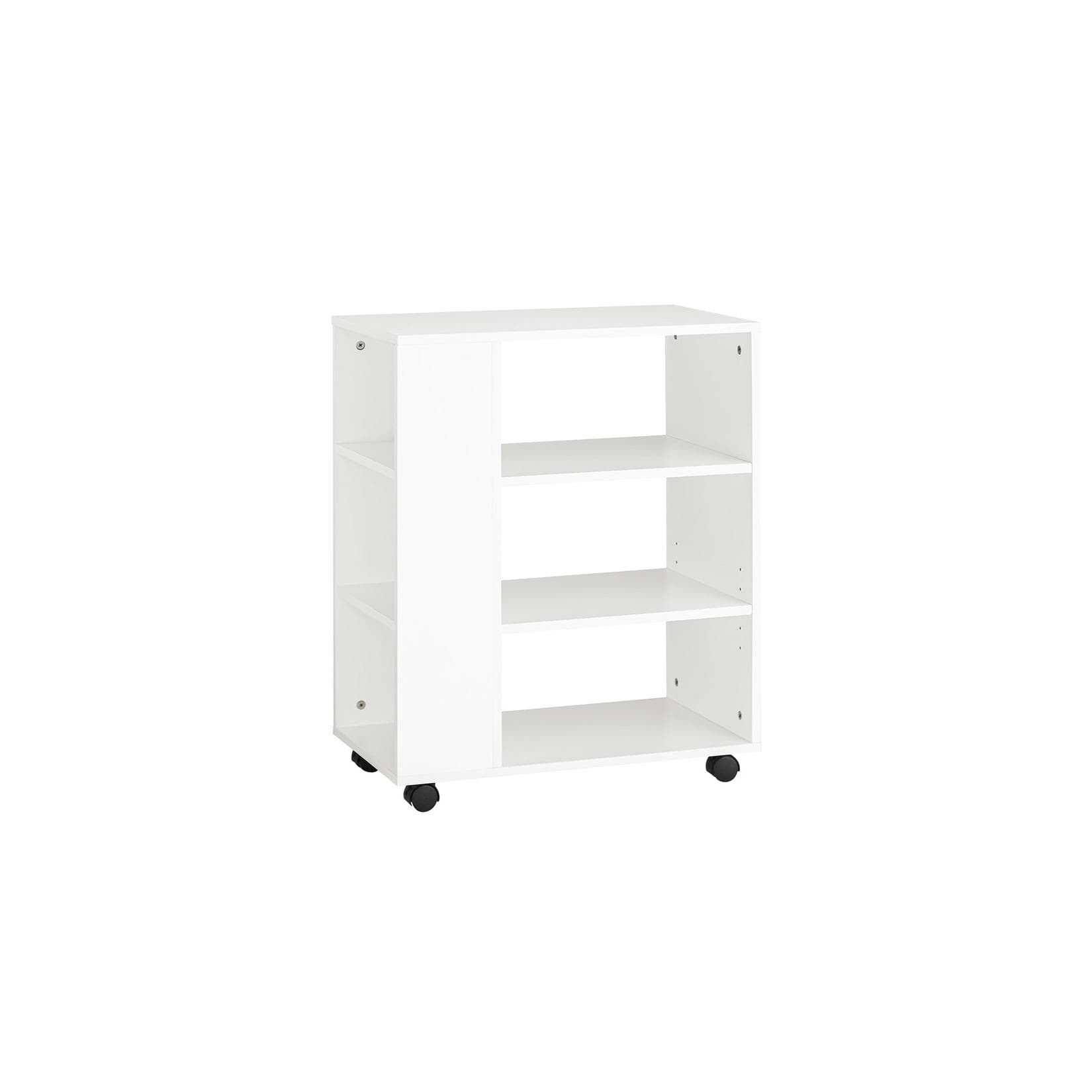 SoBuy Druckertisch FBT68 Weiß 7 Ablagen Rollcontainer