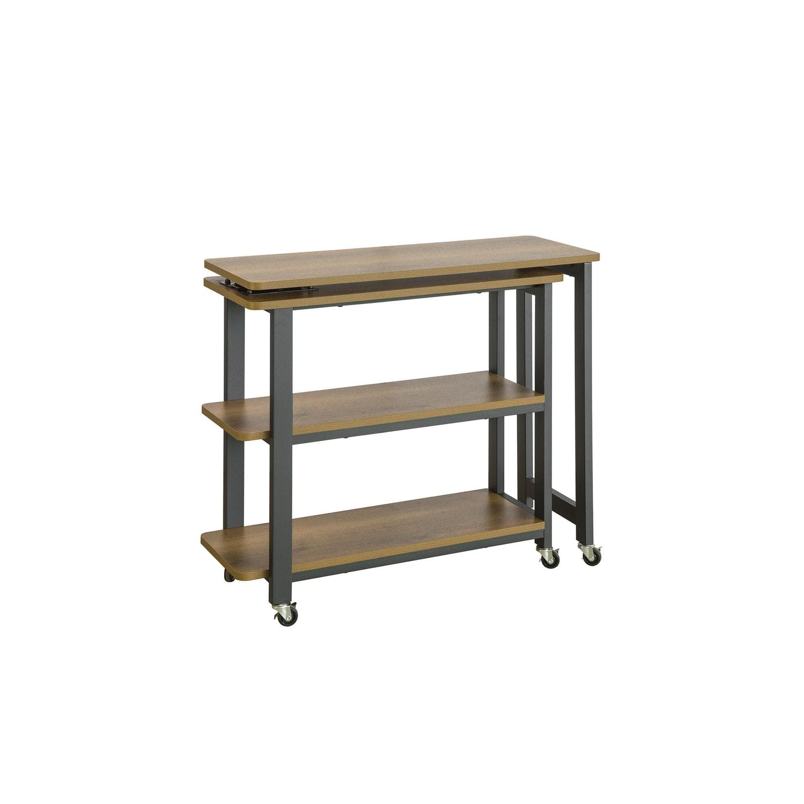 Multifunktionaler Beistelltisch mit 2 Ablagen und Rollen