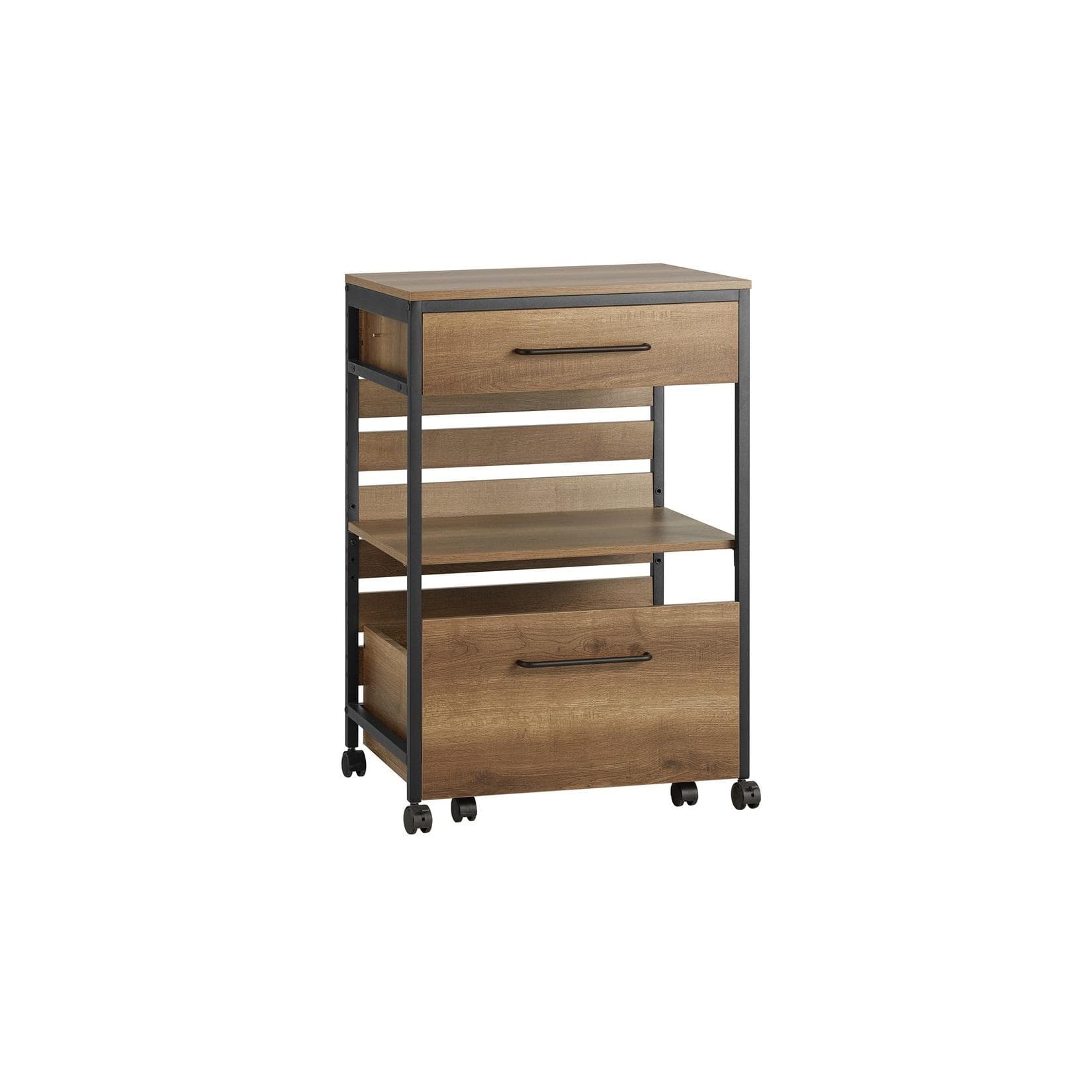 SoBuy Küchenwagen mit 2 Schubladen Dunkelbraun Industriell