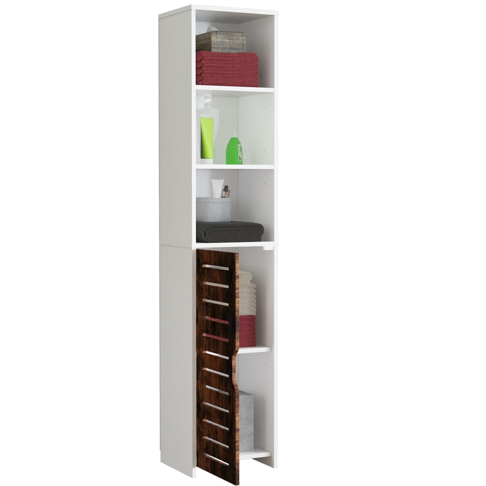 VCM Flonali Holz-Badezimmerschrank Weiß/Vintage-Eiche 34 cm