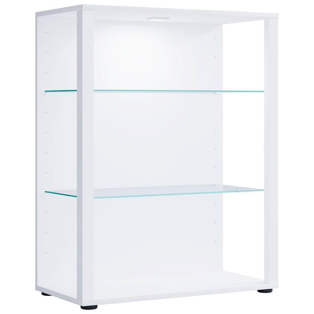 Mid.you Vitrine Weiß Holzwerkstoff Glas 2 Fächer Standvitrine