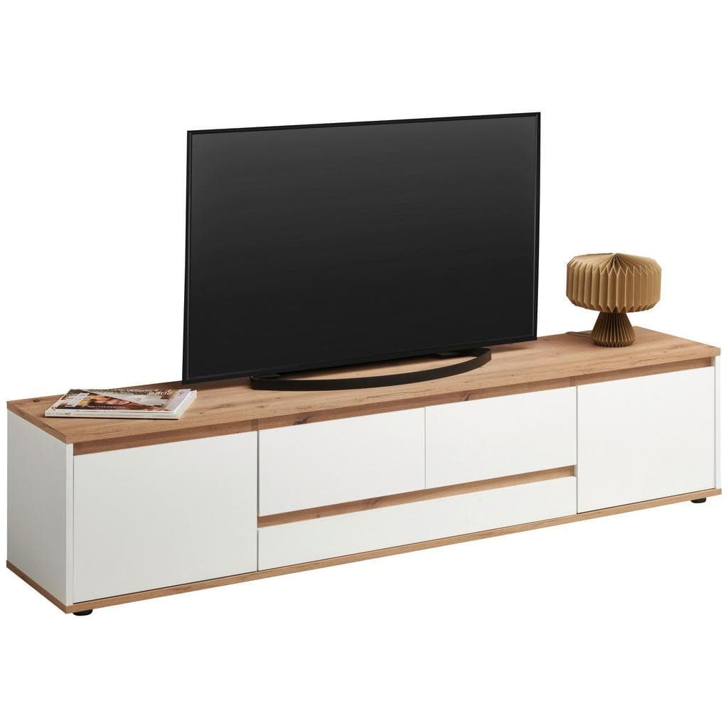 Carryhome Lowboard Weiß Eiche Artisan Holzwerkstoff 2 Schubladen