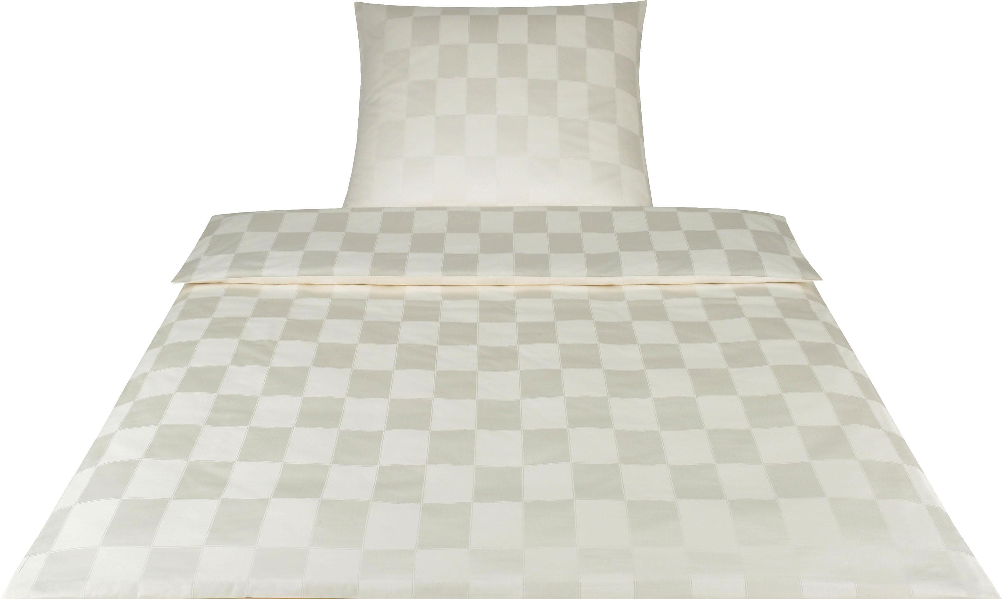 Elegante Bettwäsche Courage Creme Mako-Satin Karo