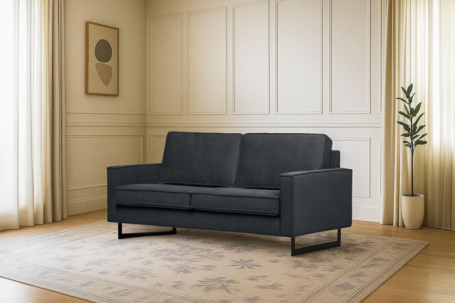 HOME AFFAIRE Pinto 2-Sitzer Sofa Rauchblau Cord