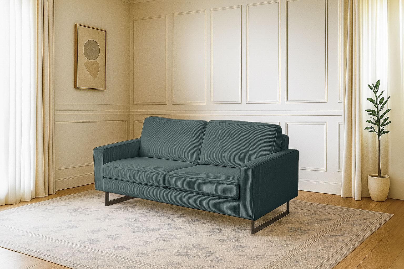 Home Affaire Pinto 2-Sitzer Sofa Azurblau Cord Chenille