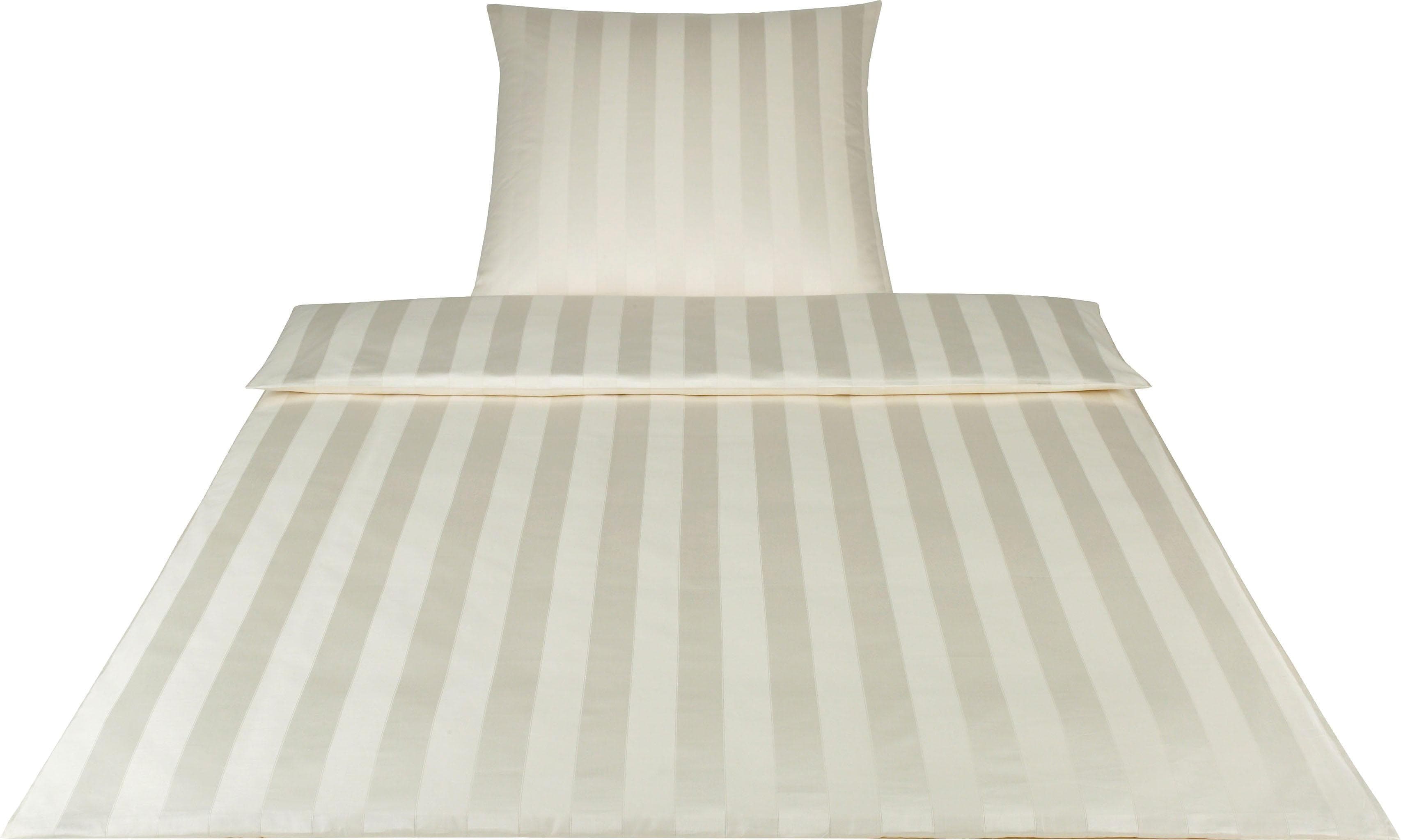 Elegante Noblesse Bettwäsche Beige Mako-Satin Streifen