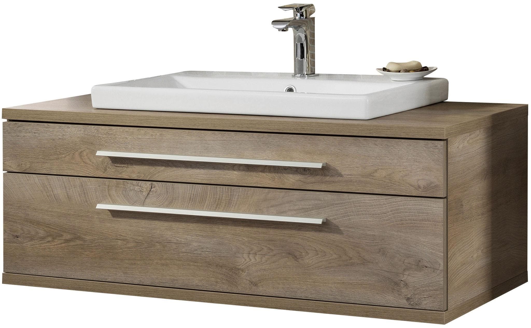 Fackelmann Waschplatz-Set STANFORD Braun Nature Oak Waschtisch 110x500 cm