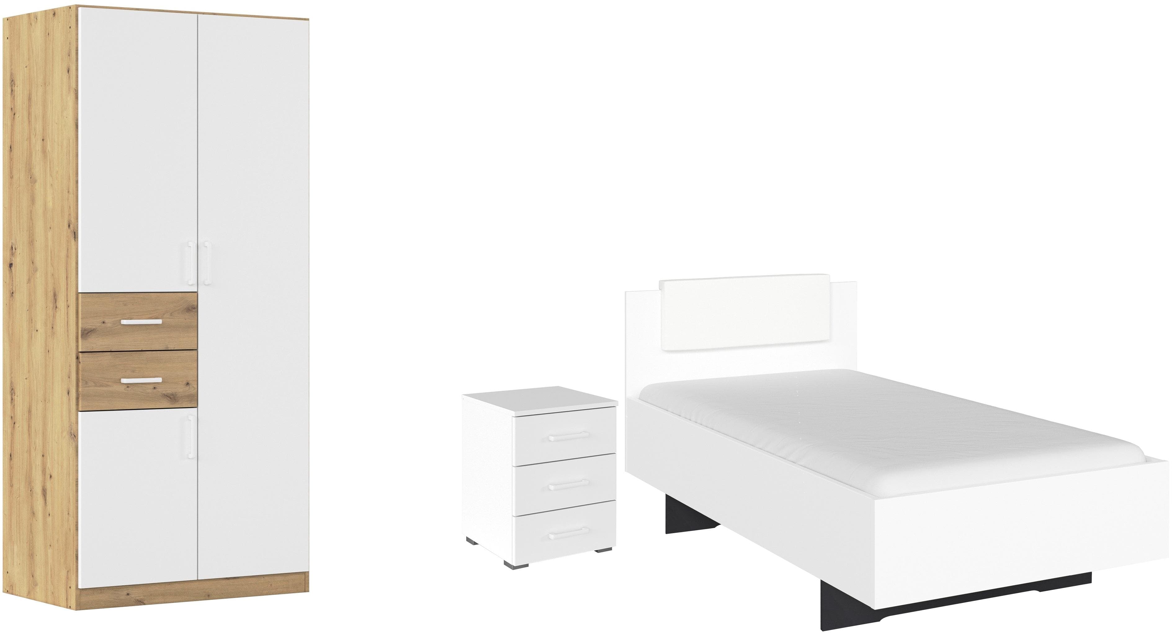 Rauch MAIKA Schlafzimmer-Set 3-tlg. Weiß/Eiche Artisan
