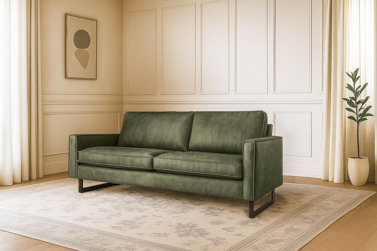 Home Affaire Pinto 3-Sitzer Sofa Grün Kunstleder Lederoptik