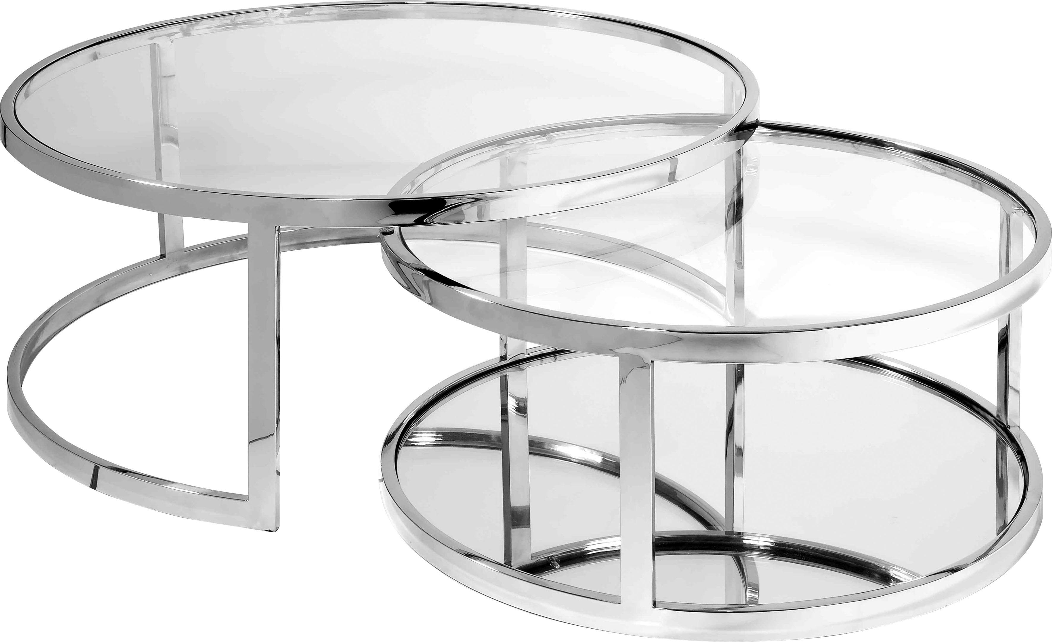 Couchtisch LEONIQUE Silber Glas Chrom Gestell 2-tlg.