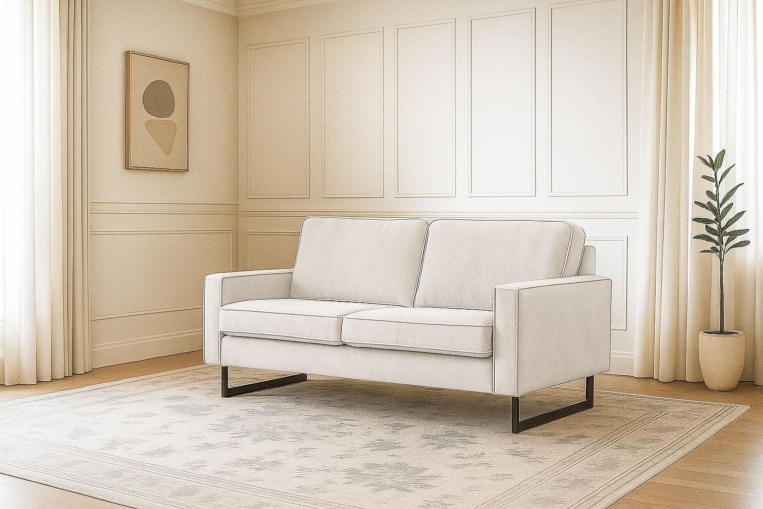 HOME AFFAIRE Pinto 2-Sitzer Sofa Beige Chenille Metallfüße