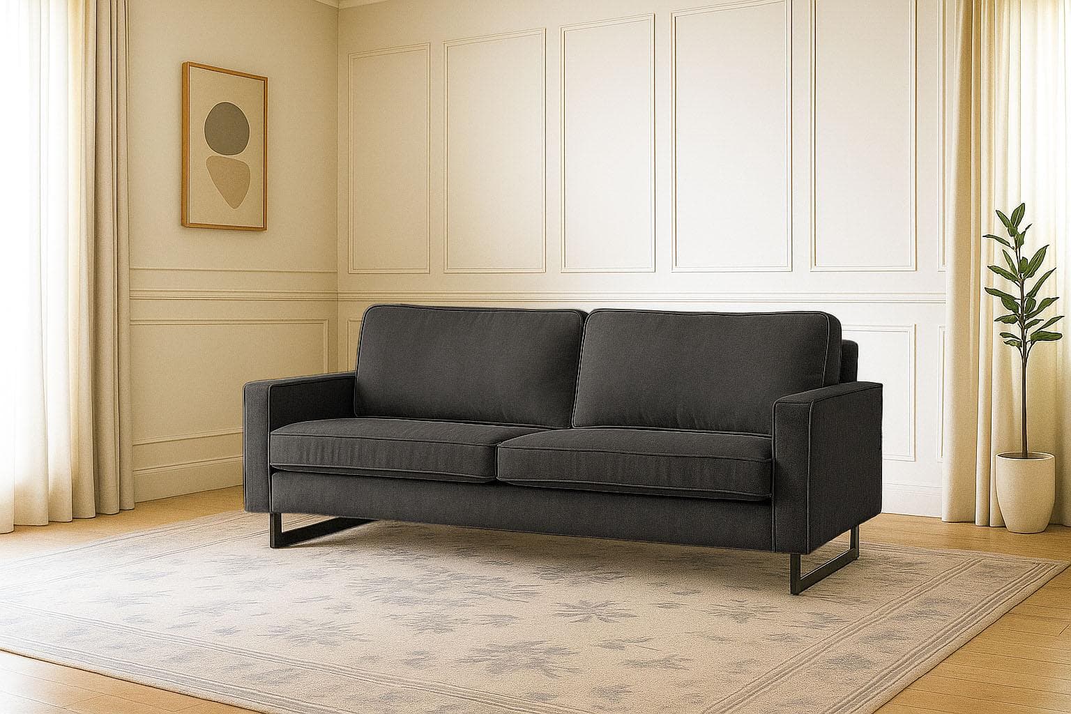 HOME AFFAIRE Pinto 3-Sitzer Sofa Schwarz Chenille